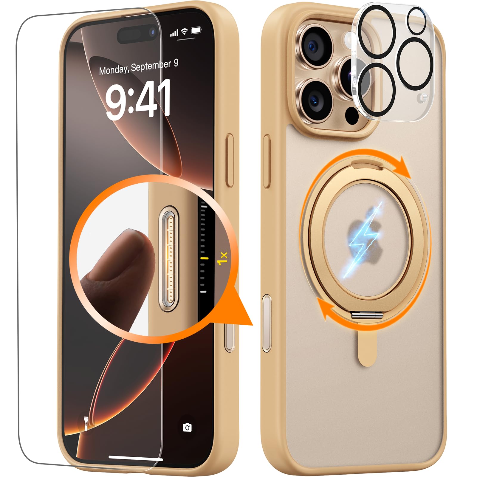 Foto 2 pulgar | Funda De Teléfono Jueshituo 3 En 1 Para Iphone 16 Pro De 6.3 Pulgadas, Color Marrón Desierto - Venta Internacional.
