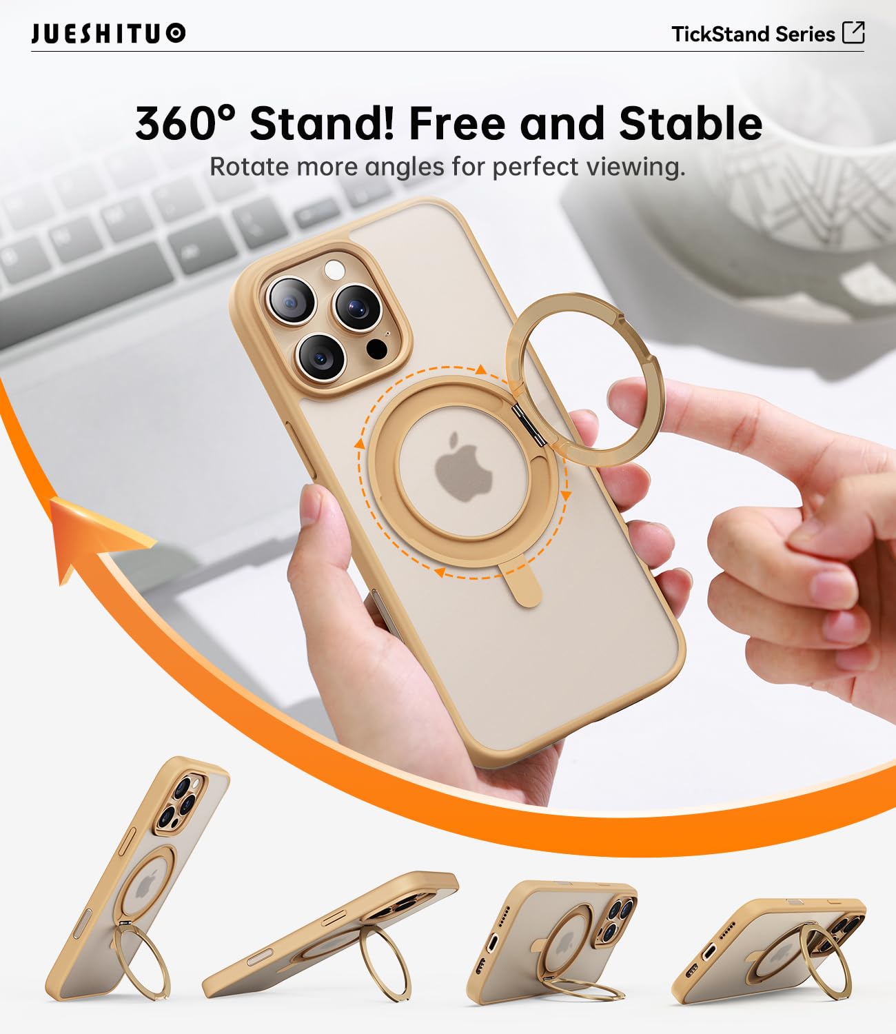 Foto 6 pulgar | Funda De Teléfono Jueshituo 3 En 1 Para Iphone 16 Pro De 6.3 Pulgadas, Color Marrón Desierto - Venta Internacional.