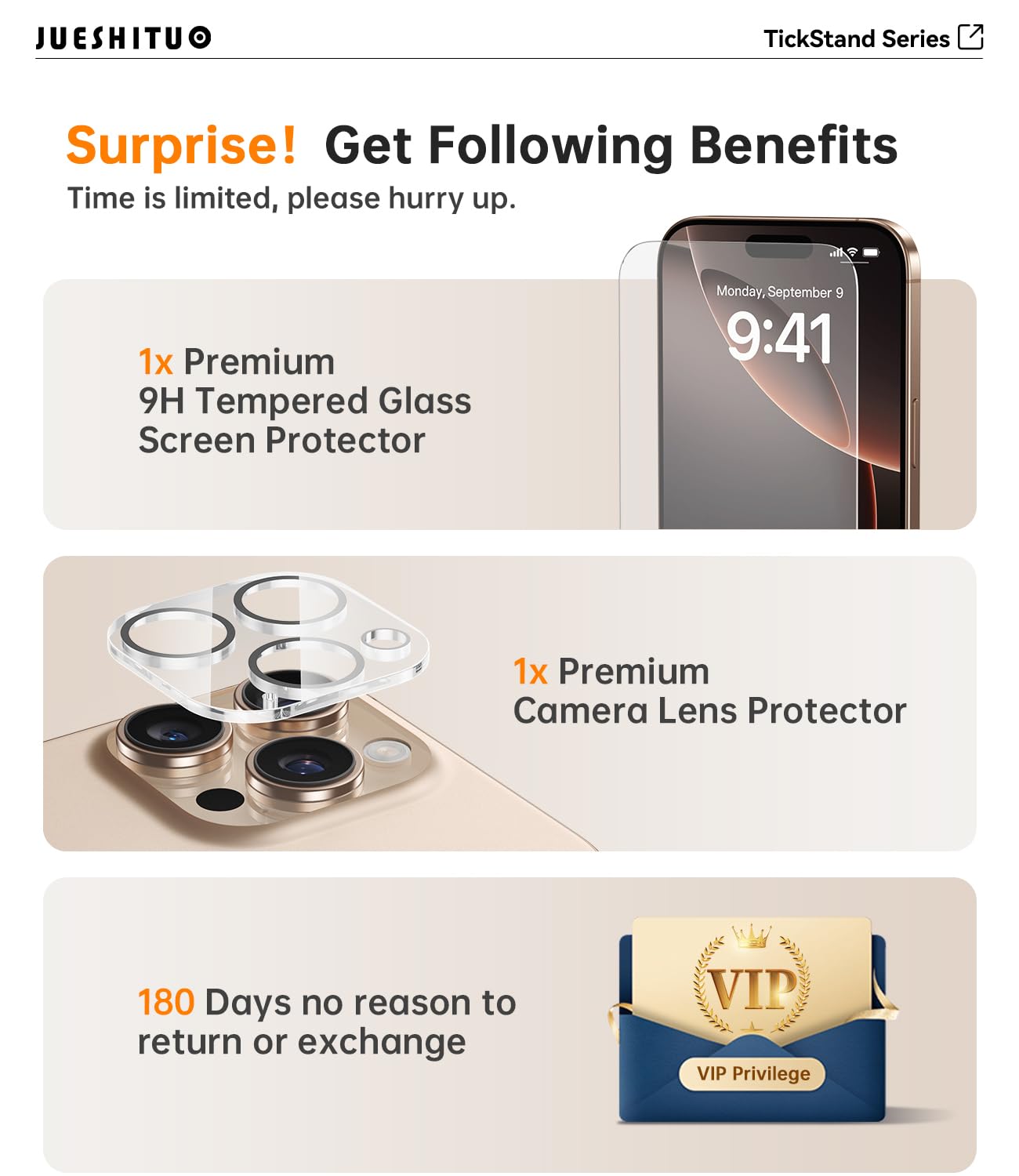 Foto 6 | Funda De Teléfono Jueshituo 3 En 1 Para Iphone 16 Pro De 6.3 Pulgadas, Color Marrón Desierto - Venta Internacional.