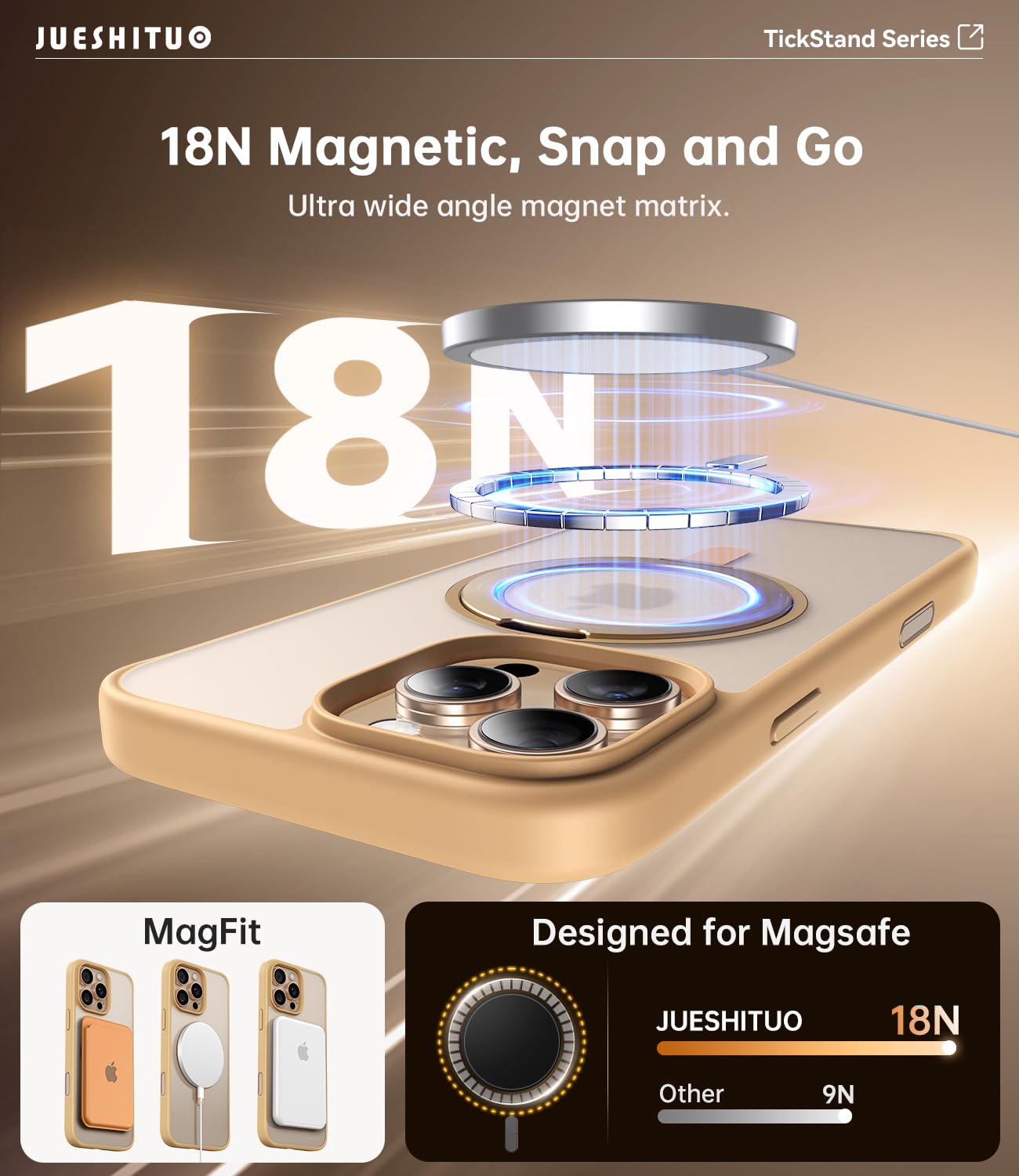 Foto 8 pulgar | Funda De Teléfono Jueshituo 3 En 1 Para Iphone 16 Pro De 6.3 Pulgadas, Color Marrón Desierto - Venta Internacional.