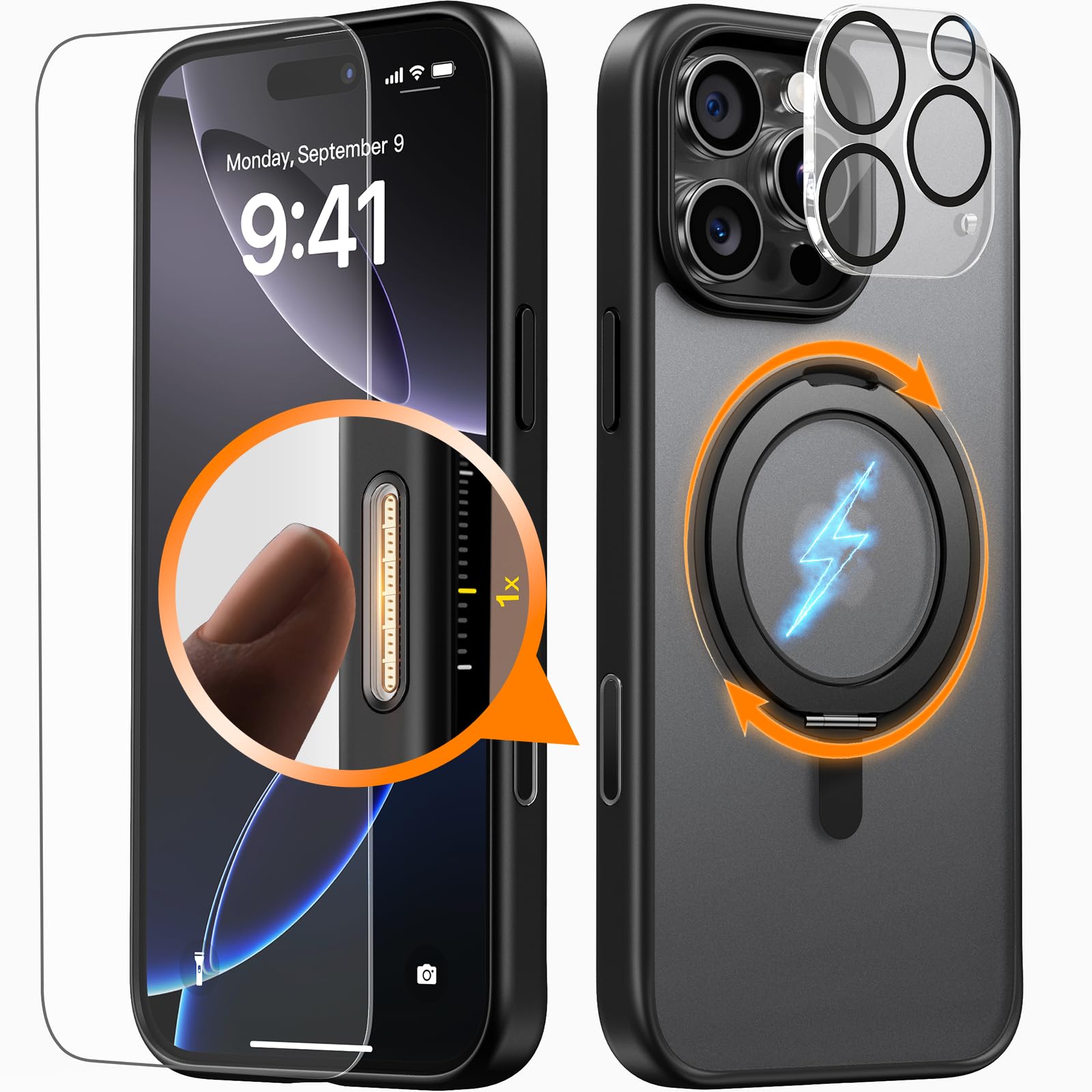 Foto 2 pulgar | Funda De Teléfono Jueshituo 3 En 1 Para Iphone 16 Pro Max 6.9 Negra - Venta Internacional.