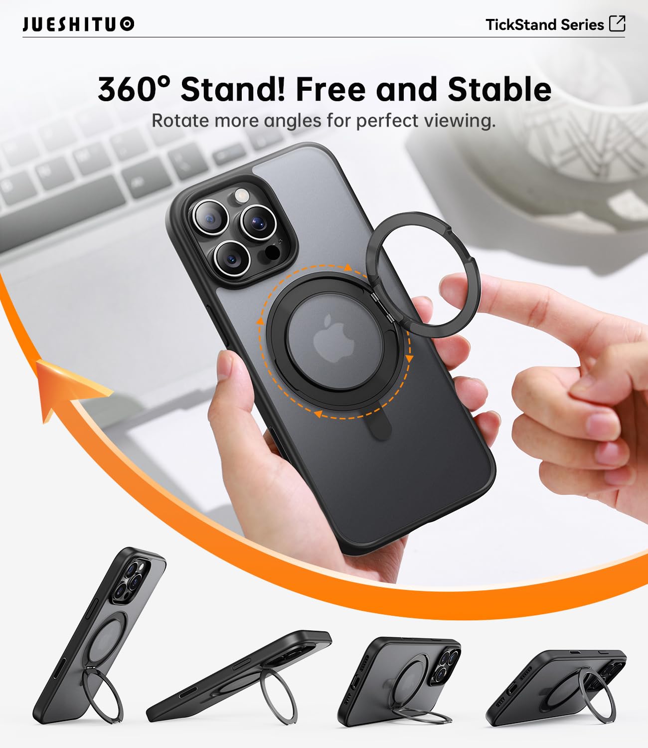Foto 5 | Funda De Teléfono Jueshituo 3 En 1 Para Iphone 16 Pro Max 6.9 Negra - Venta Internacional.