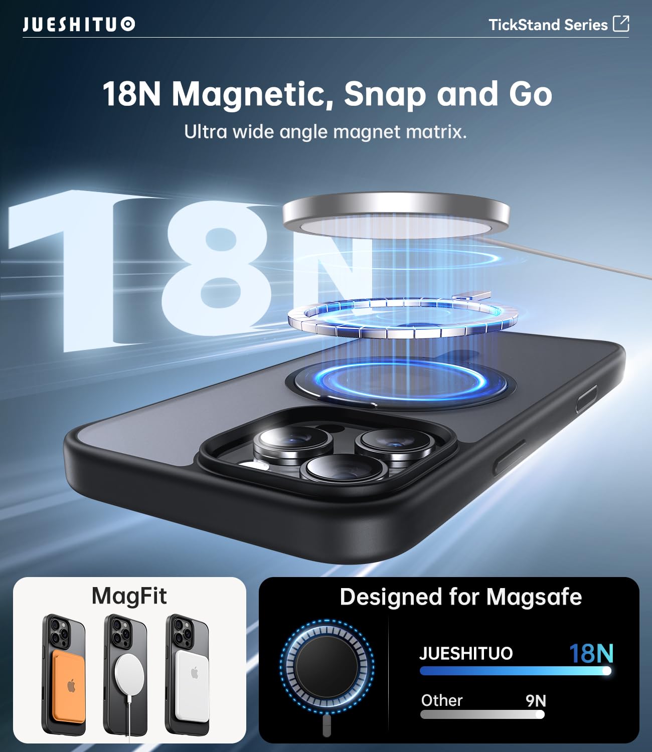 Foto 8 pulgar | Funda De Teléfono Jueshituo 3 En 1 Para Iphone 16 Pro Max 6.9 Negra - Venta Internacional.
