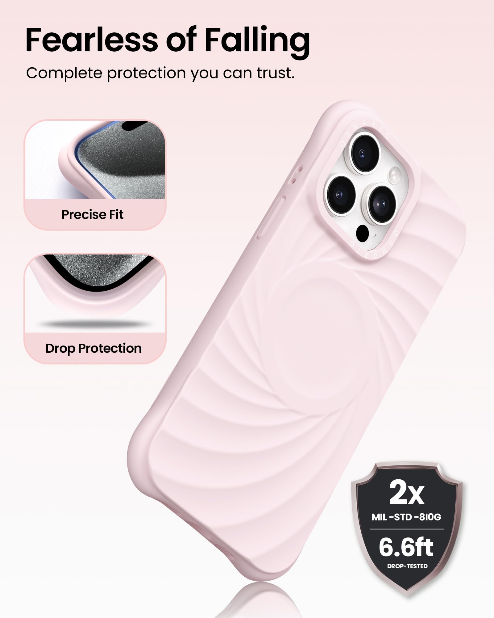 Foto 4 pulgar | Funda De Teléfono Ornarto Vortuxe Para Iphone 15 Pro Pink Quartz - Venta Internacional.
