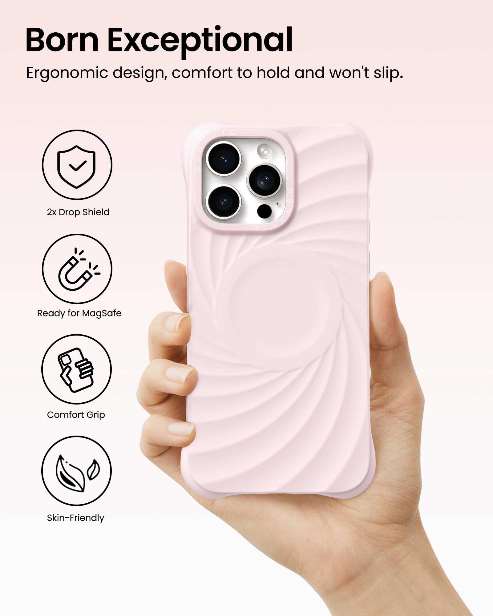 Foto 6 pulgar | Funda De Teléfono Ornarto Vortuxe Para Iphone 15 Pro Pink Quartz - Venta Internacional.