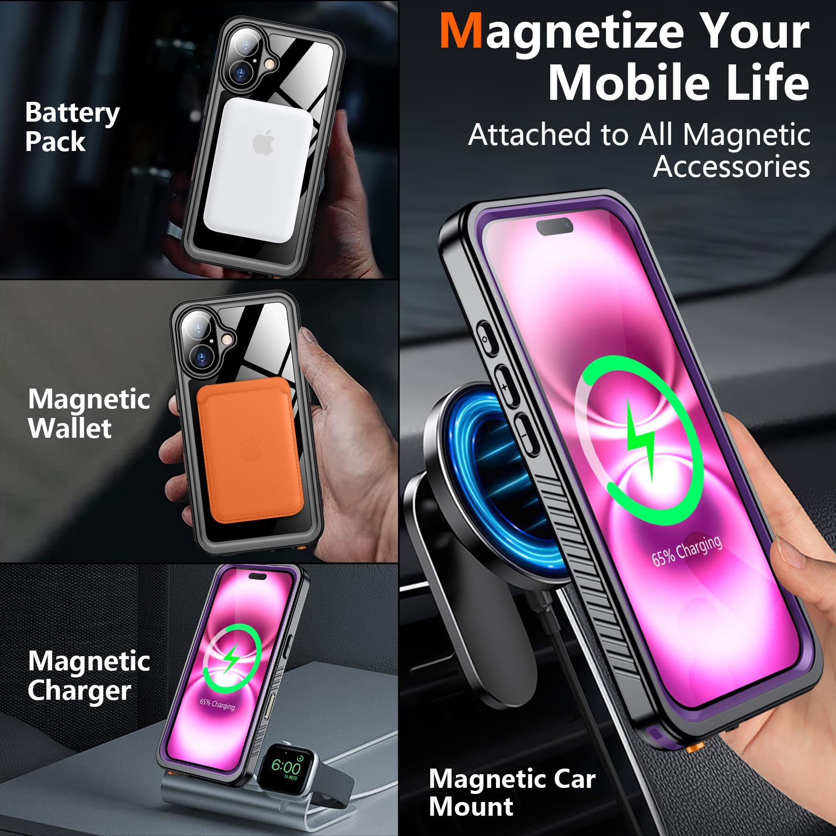 Foto 5 pulgar | Funda De Teléfono Spidercase Magnética Impermeable Para Iphone 16 - Venta Internacional.