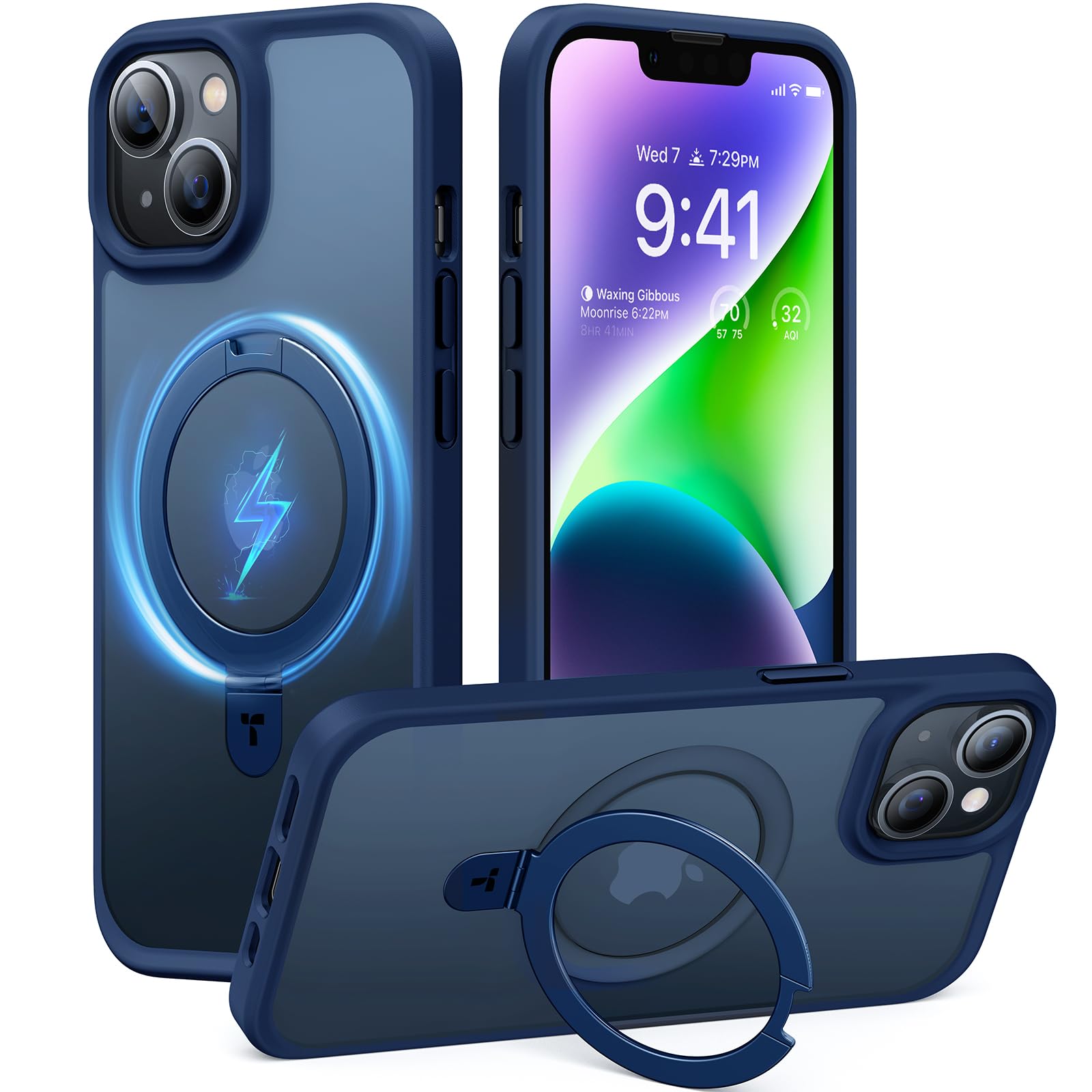 Foto 2 pulgar | Funda De Teléfono Torras Ostand Series Con Soporte Magnético Para Iphone 13/14 6.1, Color Azul Marino - Venta Inte