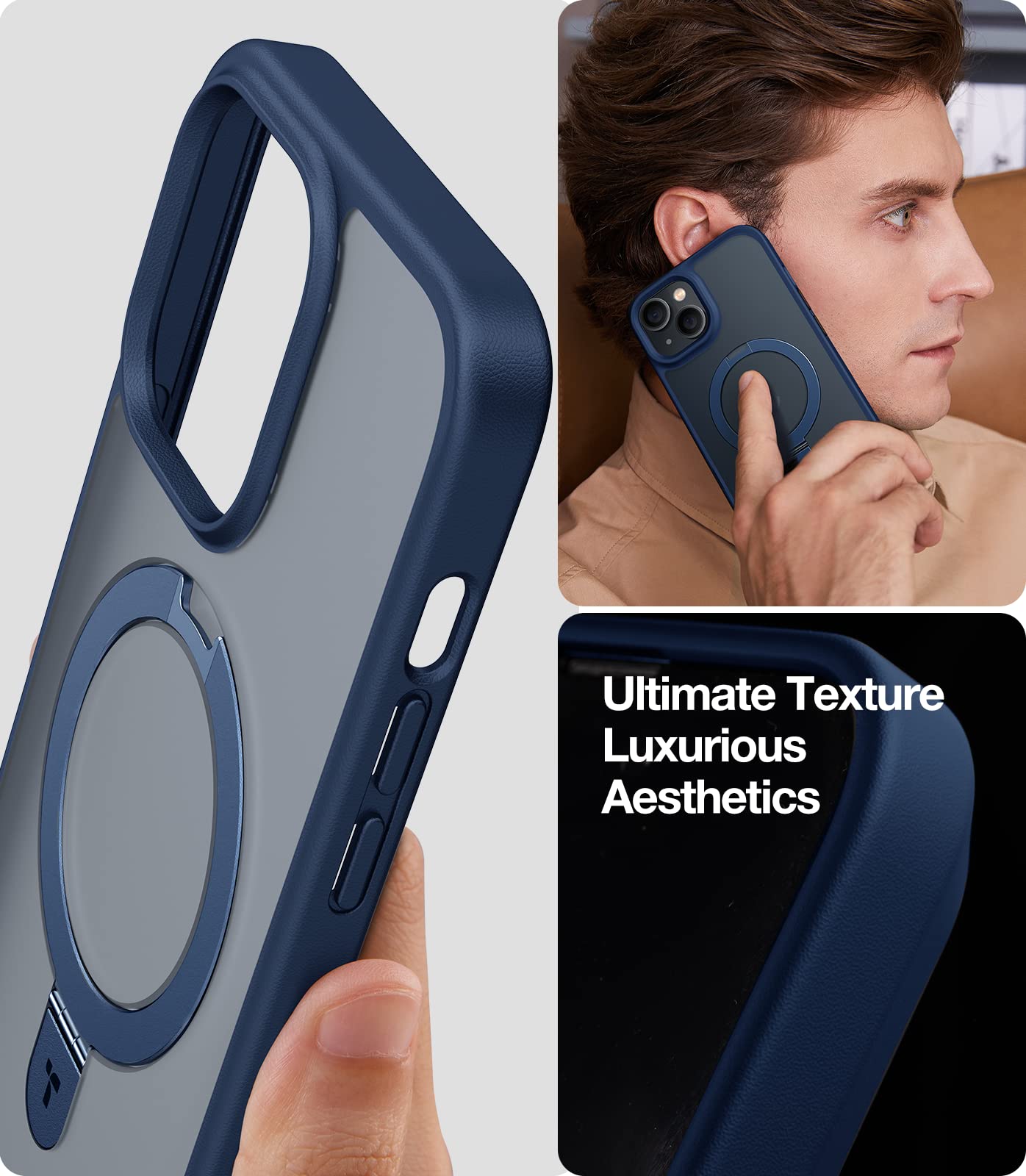Foto 7 pulgar | Funda De Teléfono Torras Ostand Series Con Soporte Magnético Para Iphone 13/14 6.1, Color Azul Marino - Venta Inte