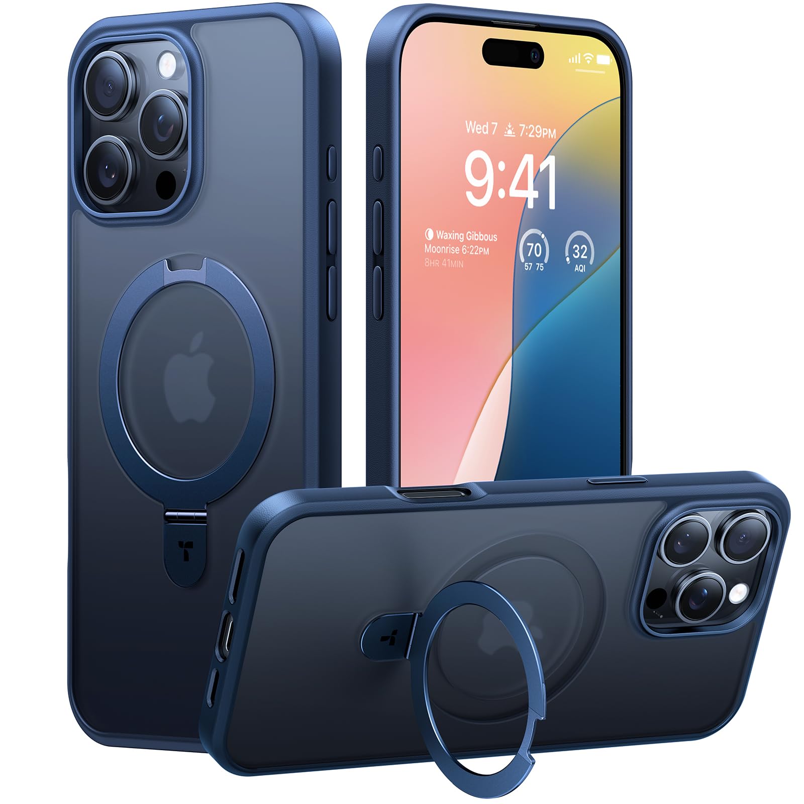 Funda Con Soporte Magnético Torras Para Iphone 16 Pro Max, Color Azul - Venta Internacional.