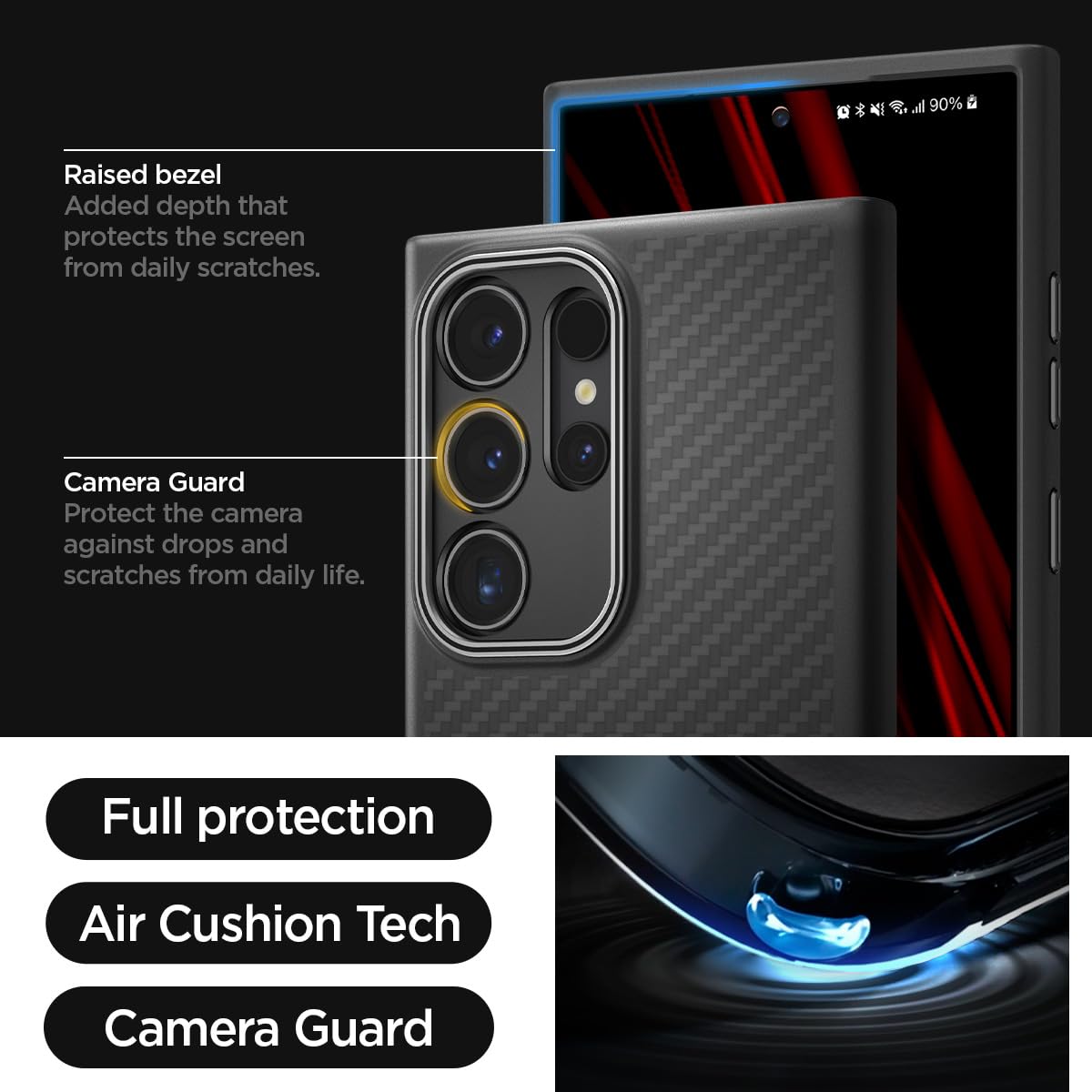 Foto 6 pulgar | Funda Spigen Enzo Aramid Para Galaxy S24 Ultra Matte Black - Venta Internacional.