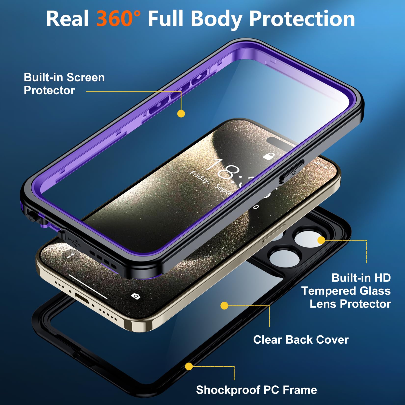 Foto 4 | Funda De Teléfono Spidercase Impermeable Con Lente Para Iphone 15 Pro M - Venta Internacional.