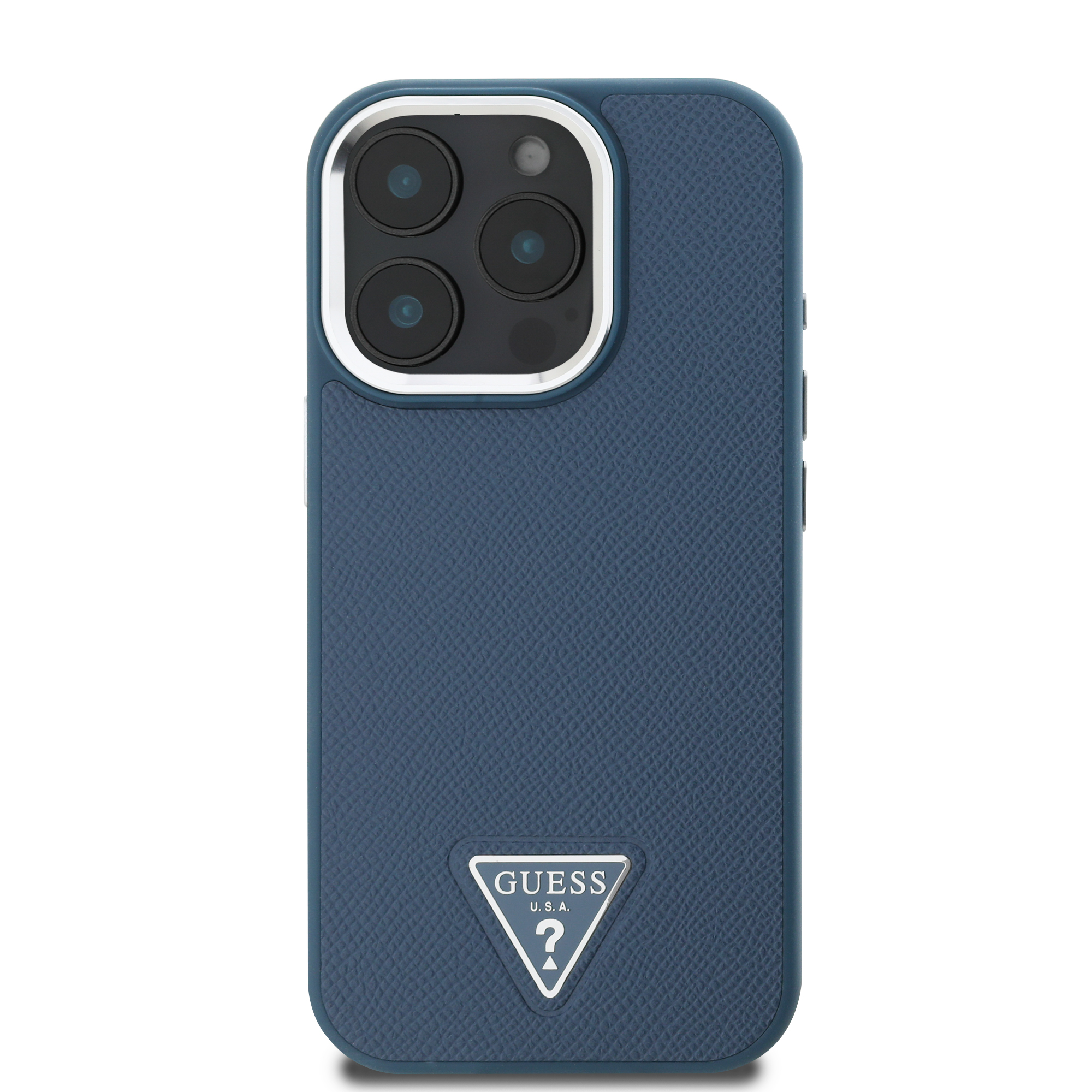 Foto 3 | Funda Original Guess Saffiano Con Logo Triángulo Para Iphone 16 Pro Max Azul
