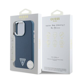 Foto 8 | Funda Original Guess Saffiano Con Logo Triángulo Para Iphone 16 Pro Max Azul