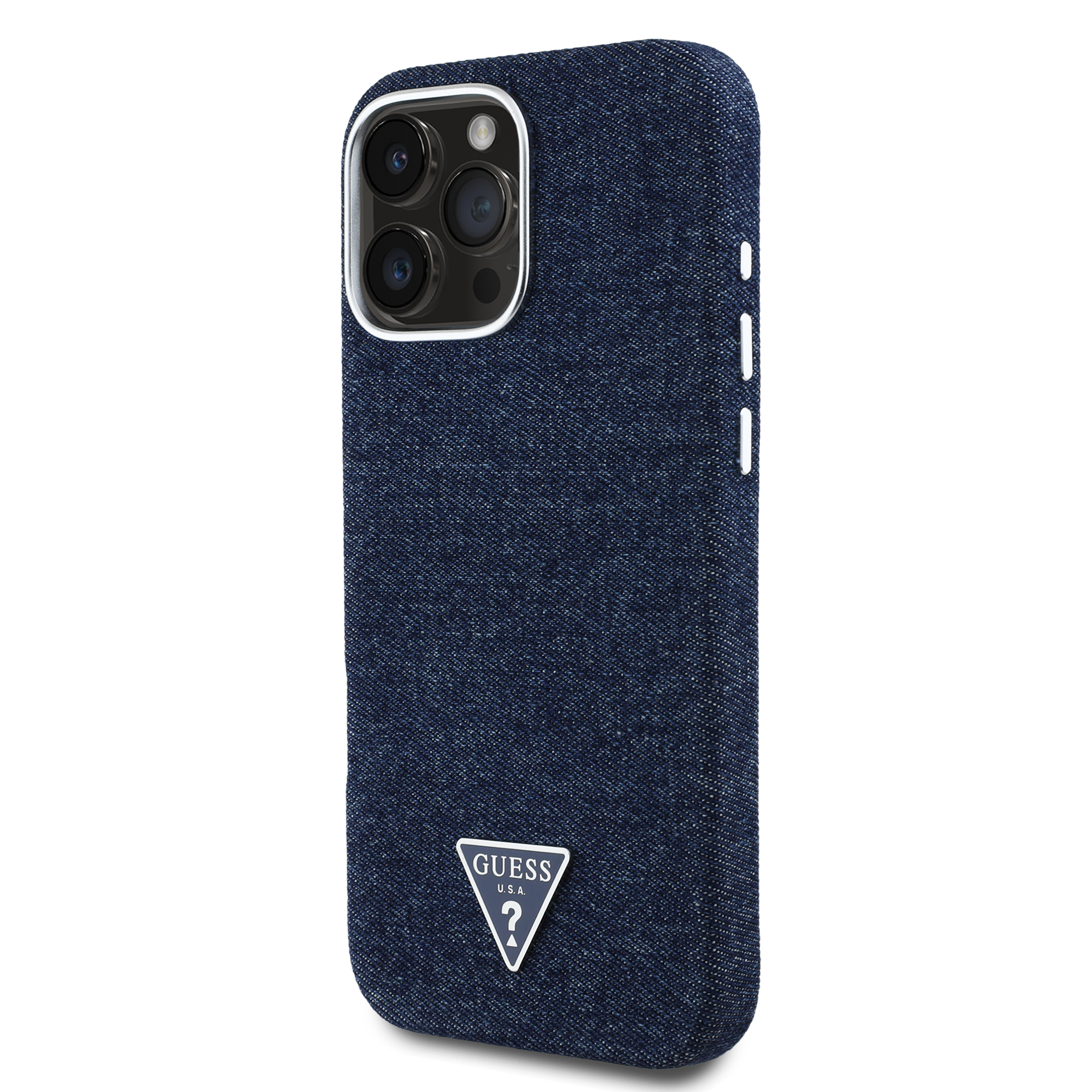 Foto 3 pulgar | Funda Original Guess Mezclilla Triángulo Para Iphone 16 Pro Max - Azul