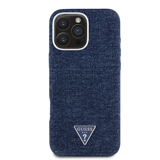 Foto 3 | Funda Original Guess Mezclilla Triángulo Para Iphone 16 Pro Max - Azul