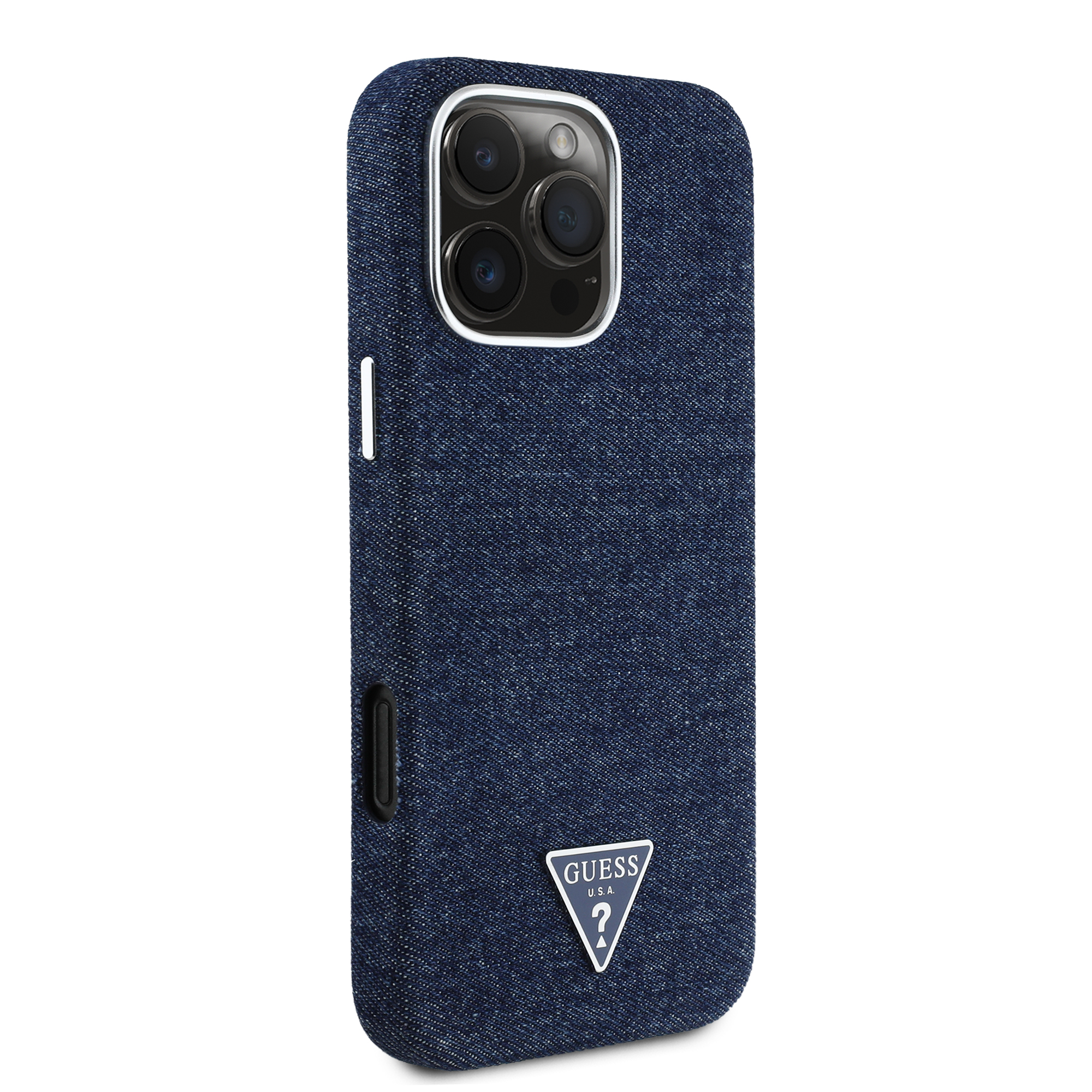Foto 4 | Funda Original Guess Mezclilla Triángulo Para Iphone 16 Pro Max - Azul