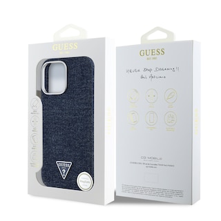 Foto 8 | Funda Original Guess Mezclilla Triángulo Para Iphone 16 Pro Max - Azul