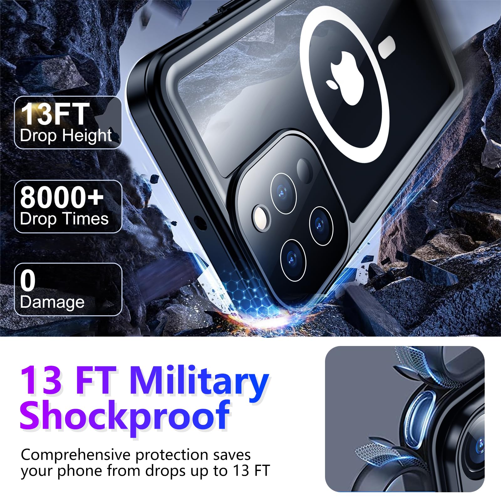 Foto 5 pulgar | Funda Impermeable Temdan Compatible Con Iphone 13 Pro Max - Venta Internacional.