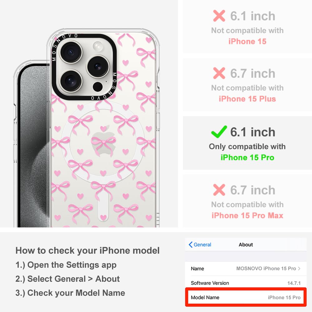 Foto 3 pulgar | Funda De Teléfono Mosnovo Compatible Con Iphone 15 Pro Bowtiful Love - Venta Internacional.