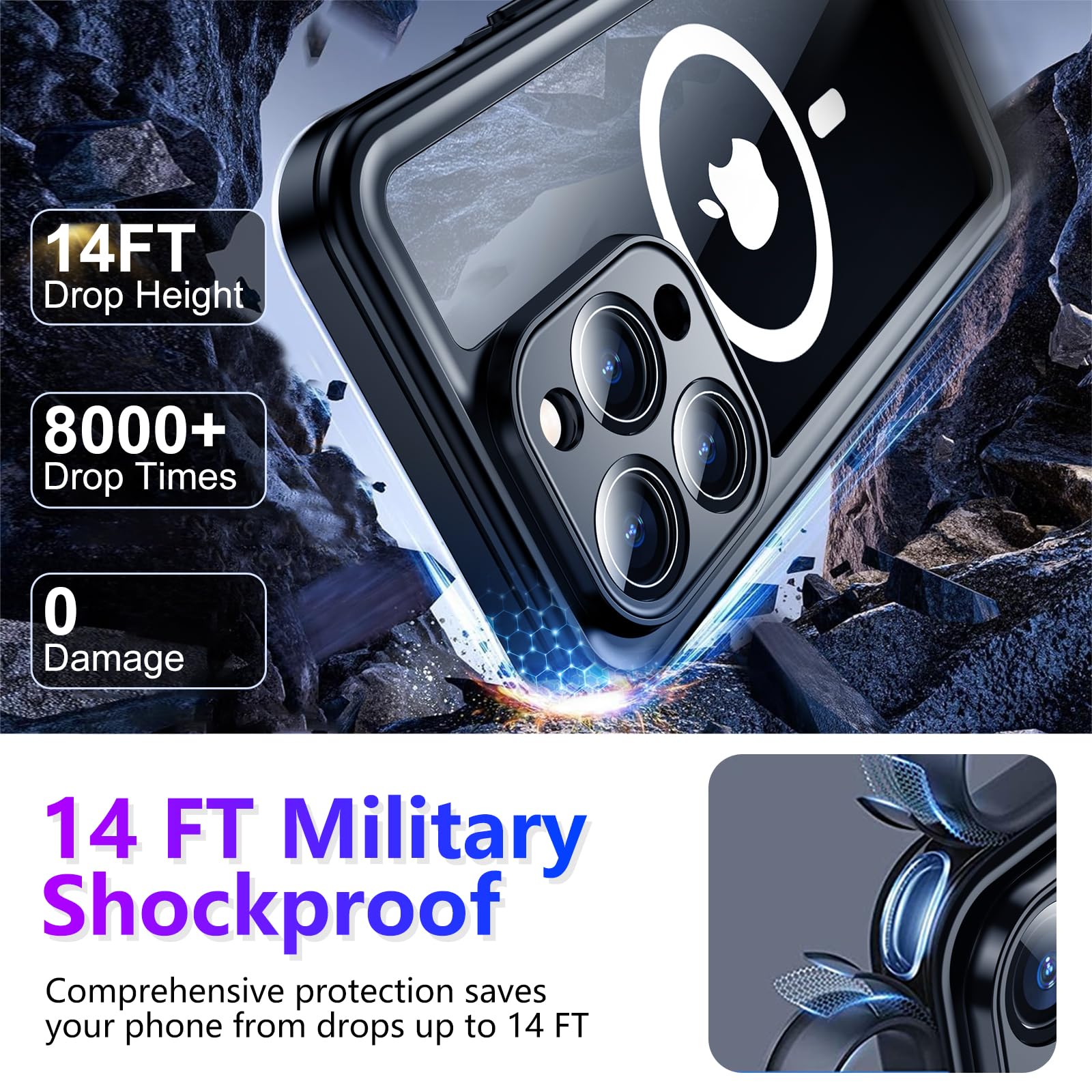 Foto 5 pulgar | Funda Impermeable Temdan Compatible Con Iphone 14 Pro Max - Venta Internacional.