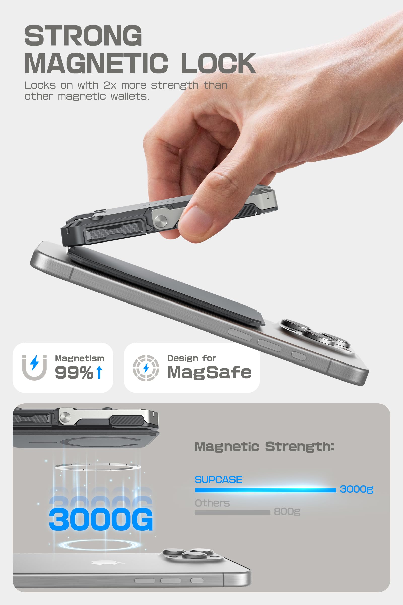Foto 3 pulgar | Soporte Magnético Tipo Cartera Supcase Para Iphone 16/15/14/13/12 Plateado - Venta Internacional.