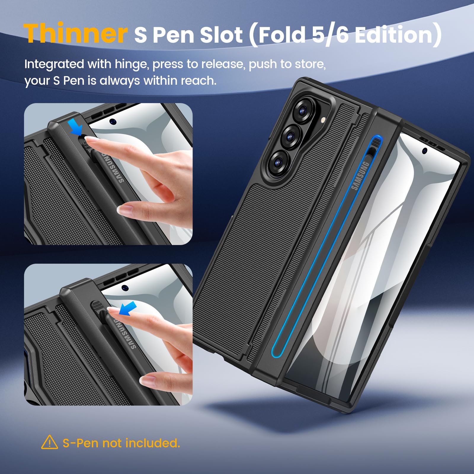 Foto 4 pulgar | Funda Caka Para Samsung Galaxy Z Fold 6 Con Soporte Para Bolígrafos, Color Negro - Venta Internacional.