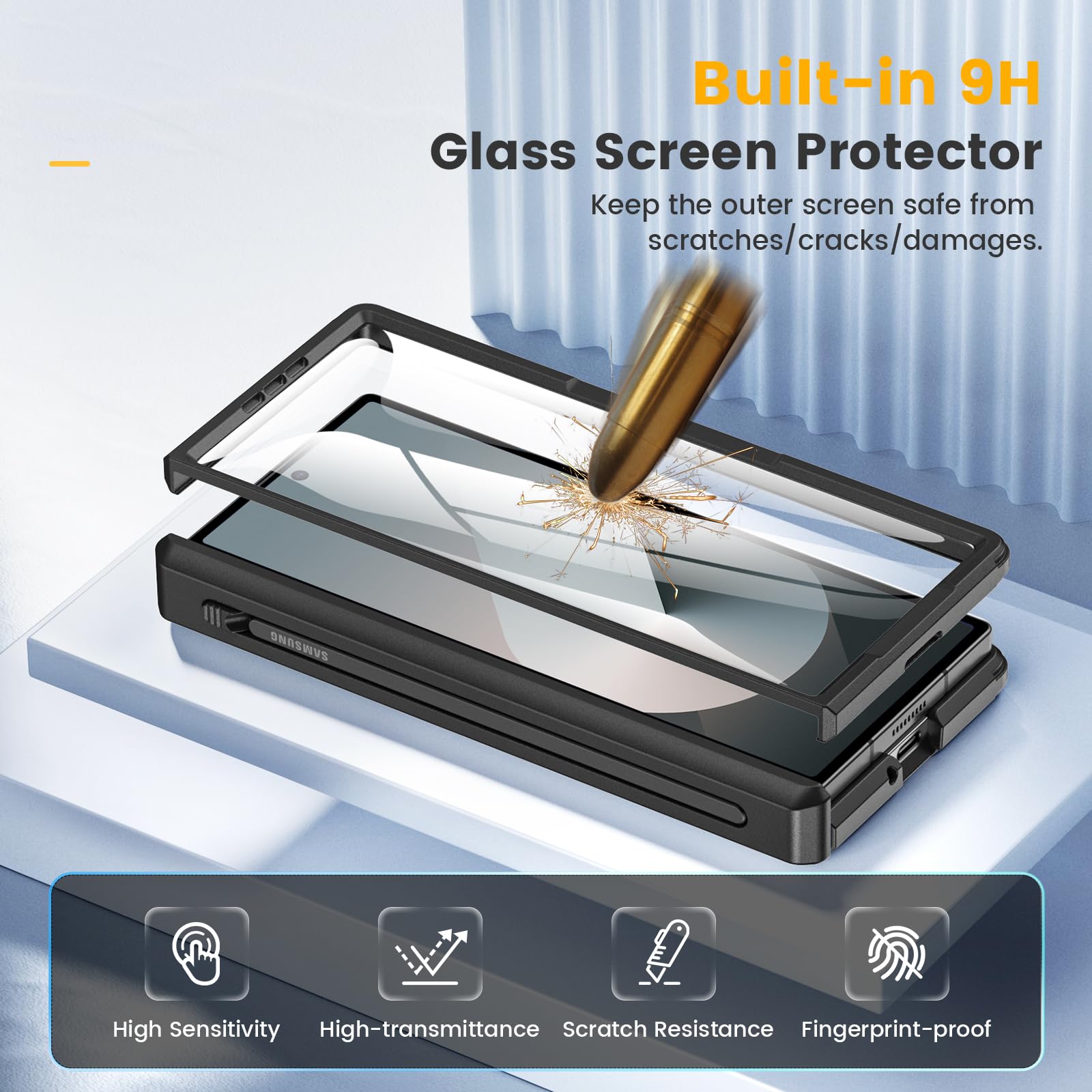 Foto 6 pulgar | Funda Caka Para Samsung Galaxy Z Fold 6 Con Soporte Para Bolígrafos, Color Negro - Venta Internacional.