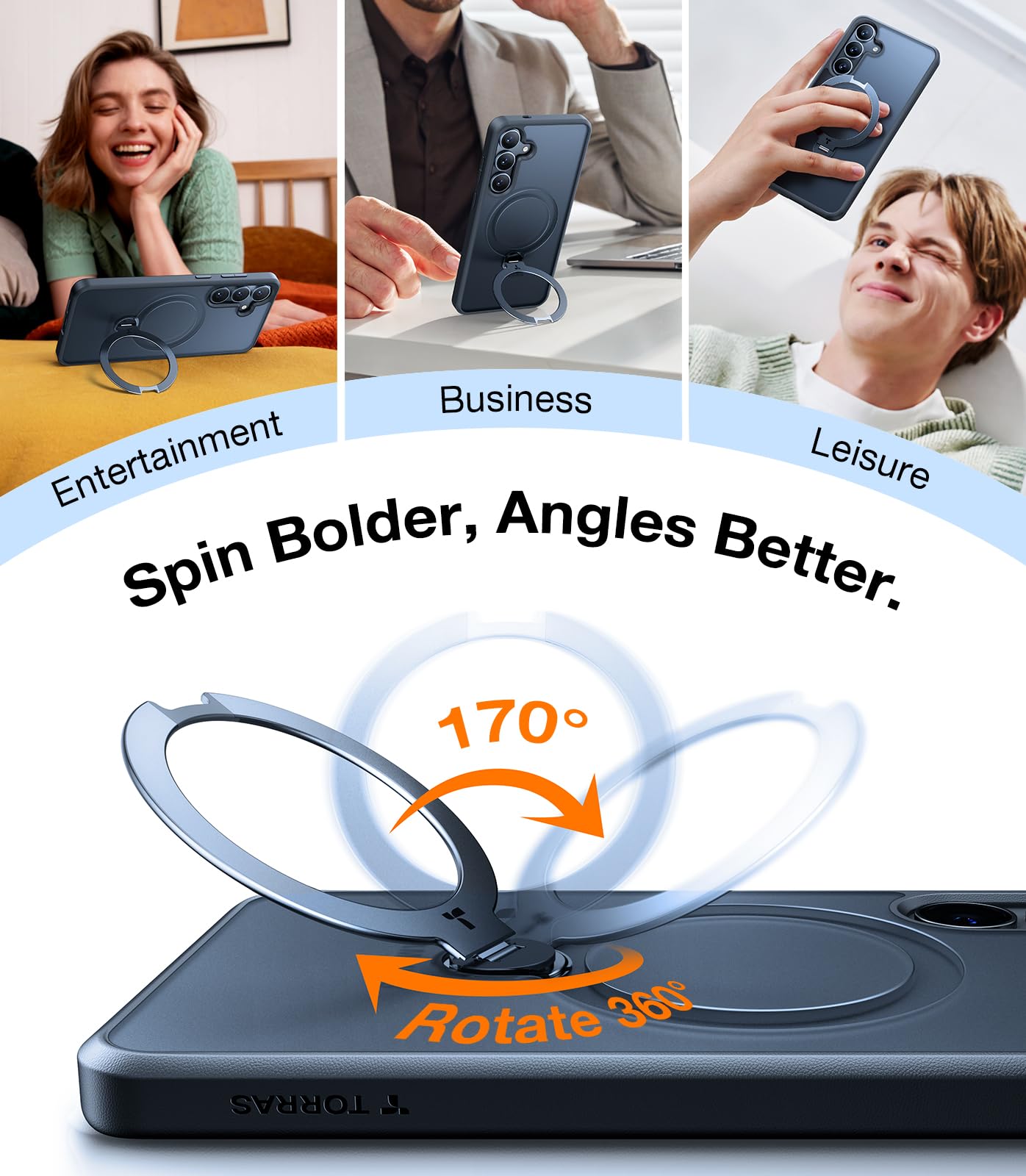 Foto 4 pulgar | Funda De Teléfono Torras 360° Spin Con Soporte Para Samsung Galaxy S25 - Venta Internacional.