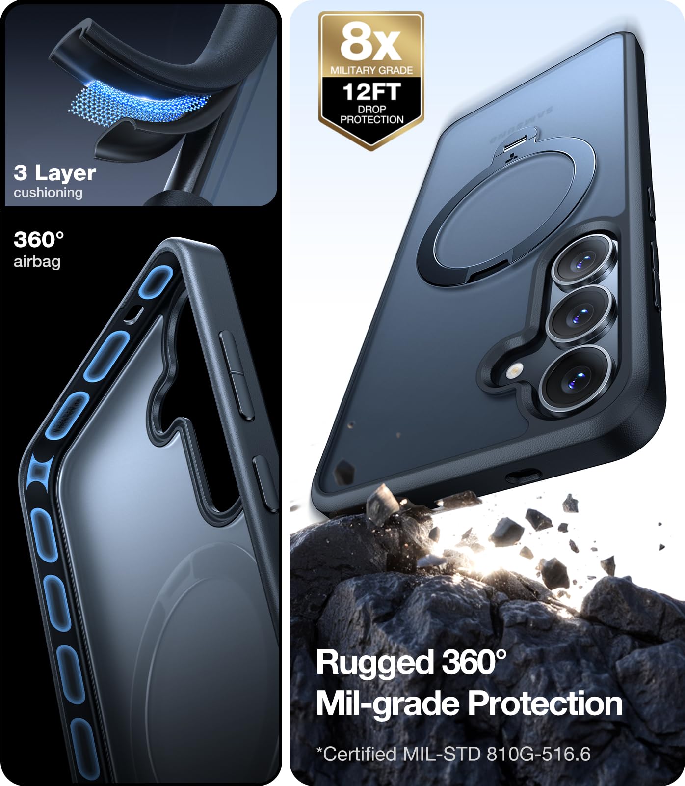 Foto 6 pulgar | Funda De Teléfono Torras 360° Spin Con Soporte Para Samsung Galaxy S25 - Venta Internacional.