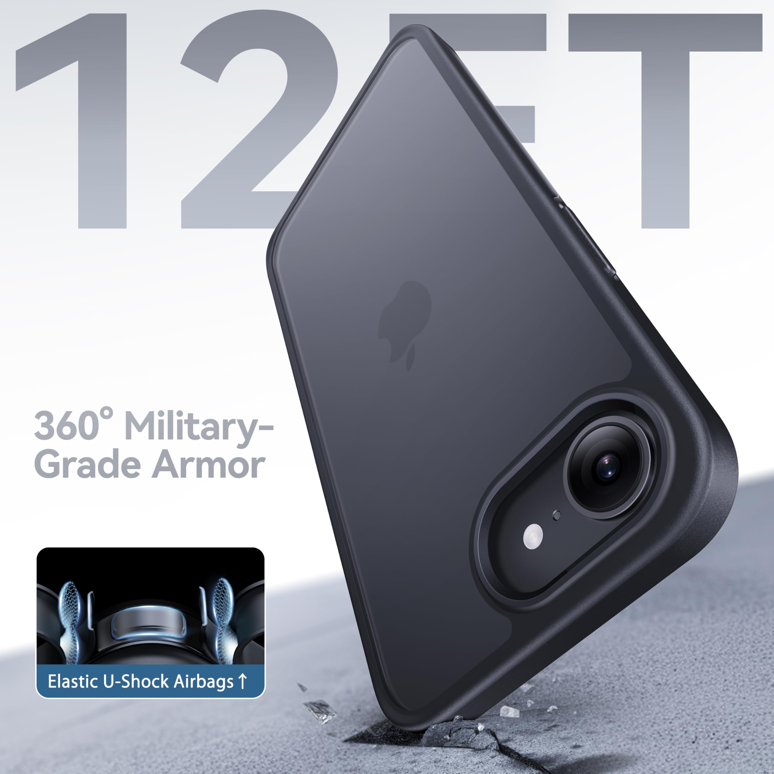 Foto 4 pulgar | Funda Casekoo Para Iphone 16e, Mate, A Prueba De Golpes, Negra - Venta Internacional.