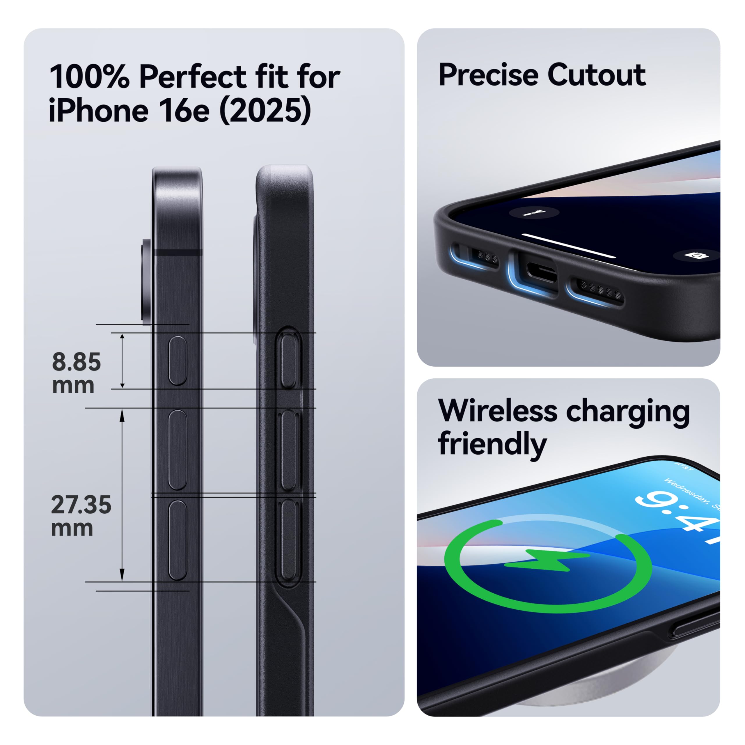 Foto 6 pulgar | Funda Casekoo Para Iphone 16e, Mate, A Prueba De Golpes, Negra - Venta Internacional.