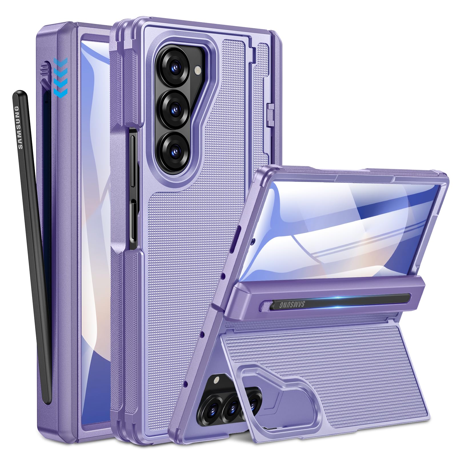 Funda Caka Para Samsung Galaxy Z Fold 6 Con Soporte Para Bolígrafos, Color Morado - Venta Internacional.