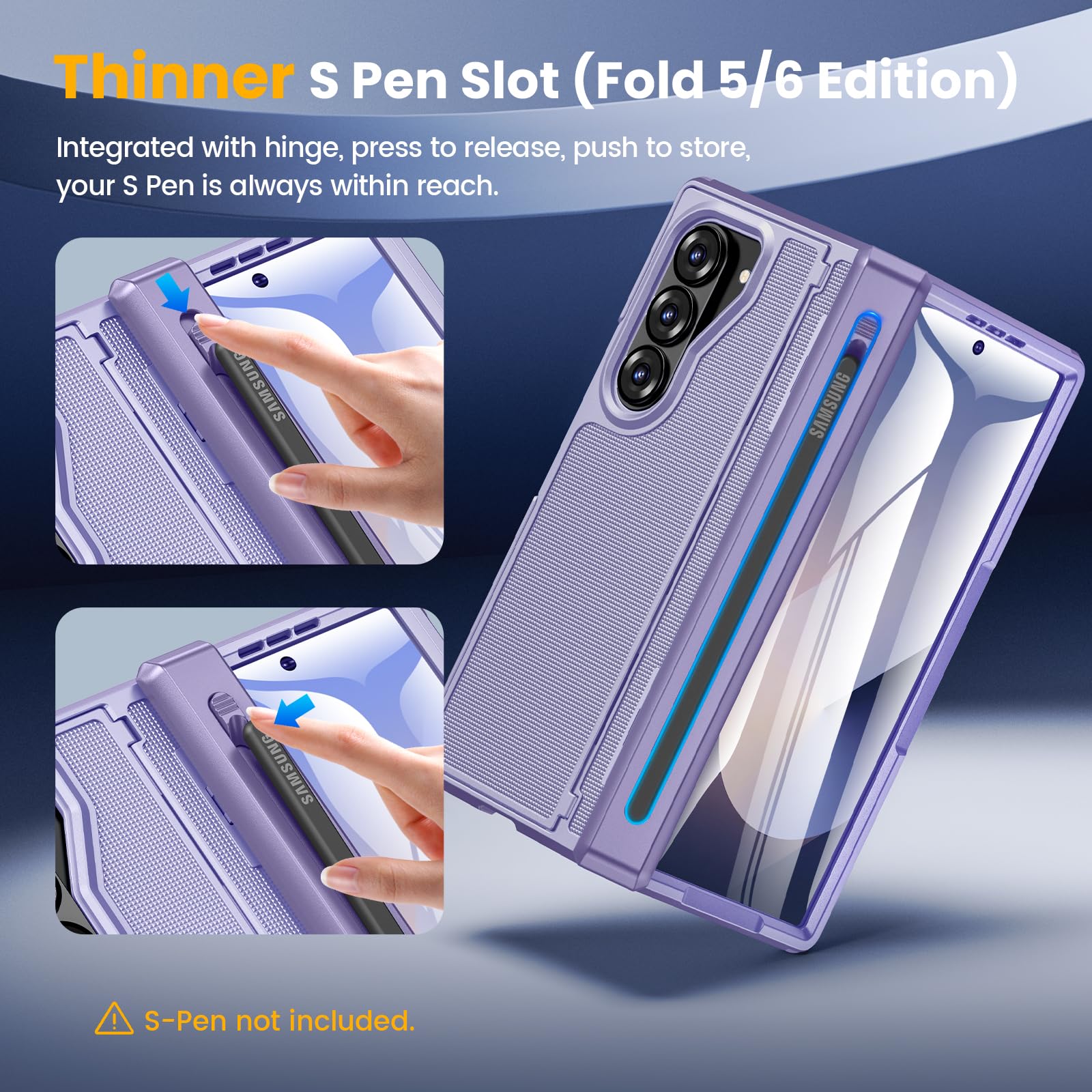 Foto 4 pulgar | Funda Caka Para Samsung Galaxy Z Fold 6 Con Soporte Para Bolígrafos, Color Morado - Venta Internacional.