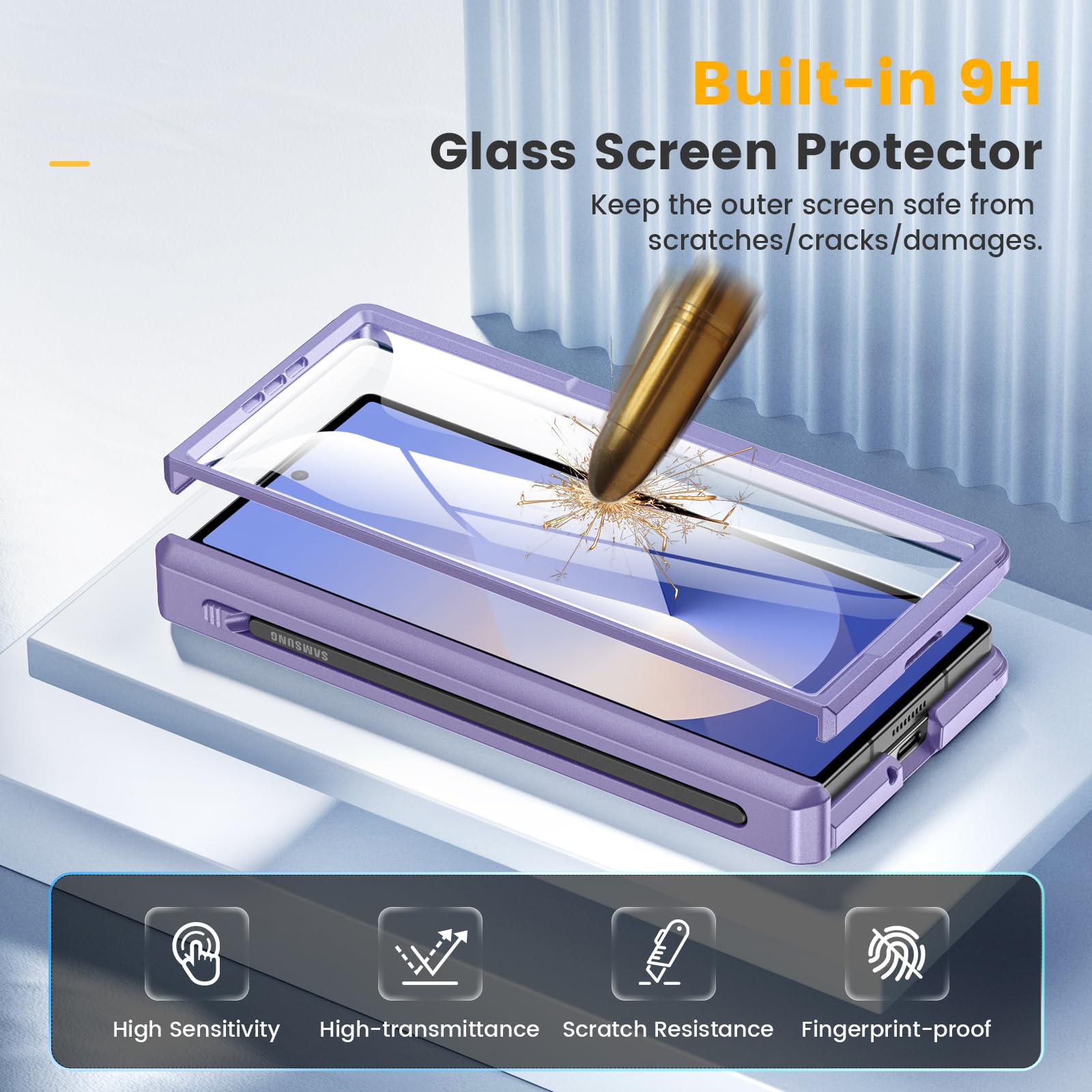 Foto 6 pulgar | Funda Caka Para Samsung Galaxy Z Fold 6 Con Soporte Para Bolígrafos, Color Morado - Venta Internacional.