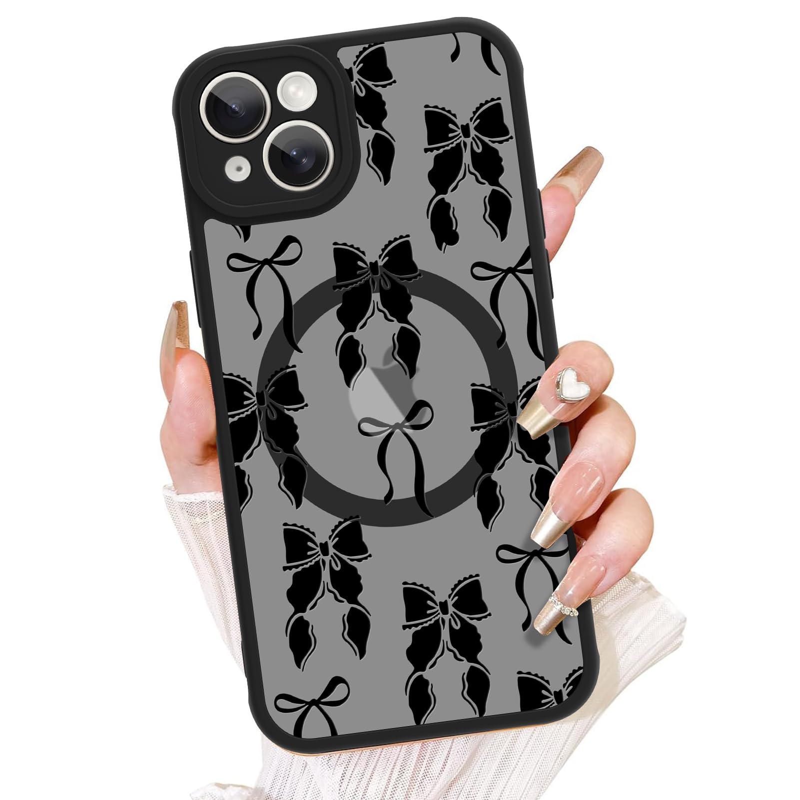 Funda De Teléfono Aigomara Para Iphone 15 Con Magsafe, Black Bowknot - Venta Internacional.