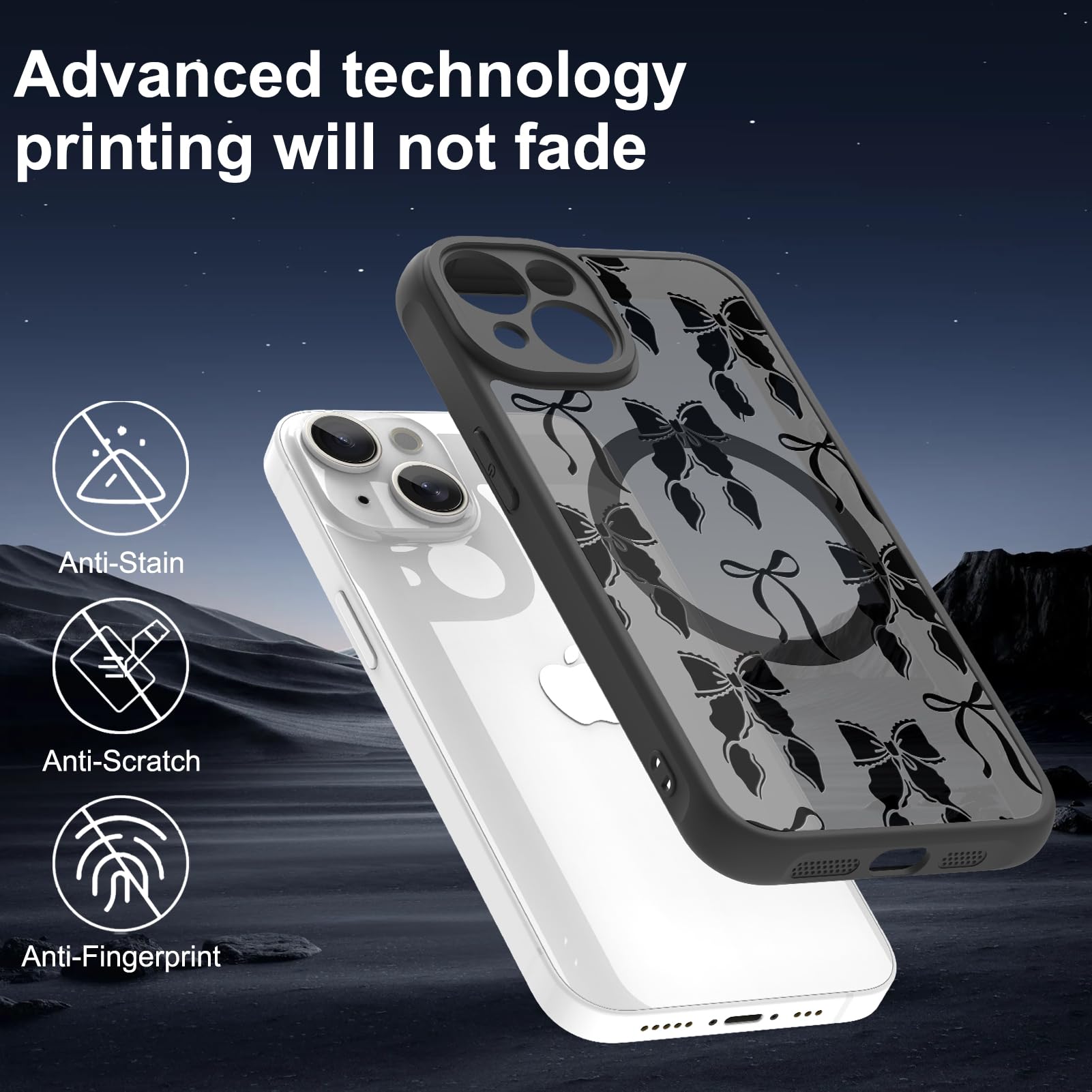 Foto 3 pulgar | Funda De Teléfono Aigomara Para Iphone 15 Con Magsafe, Black Bowknot - Venta Internacional.