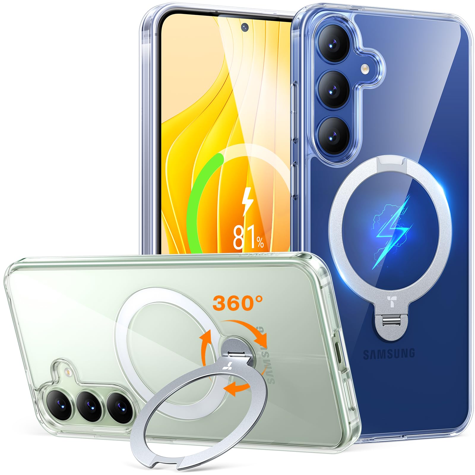Funda De Teléfono Torras 360° Spin Con Soporte Para Samsung Galaxy S25 - Venta Internacional.