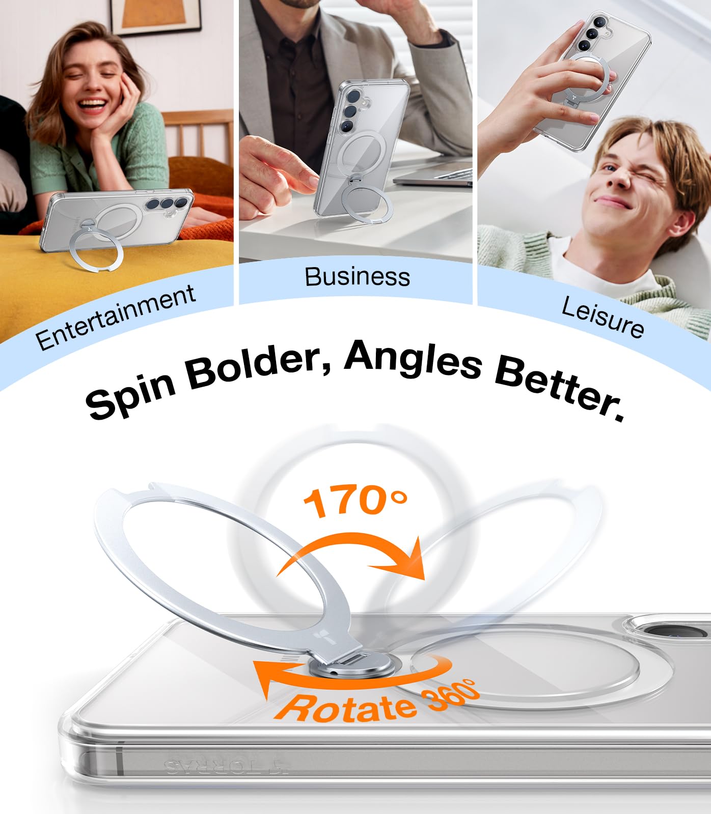 Foto 4 pulgar | Funda De Teléfono Torras 360° Spin Con Soporte Para Samsung Galaxy S25 - Venta Internacional.