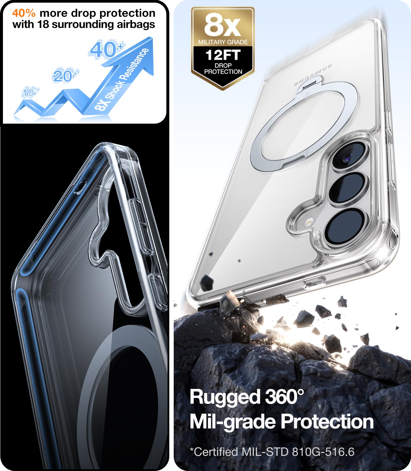Foto 7 pulgar | Funda De Teléfono Torras 360° Spin Con Soporte Para Samsung Galaxy S25 - Venta Internacional.