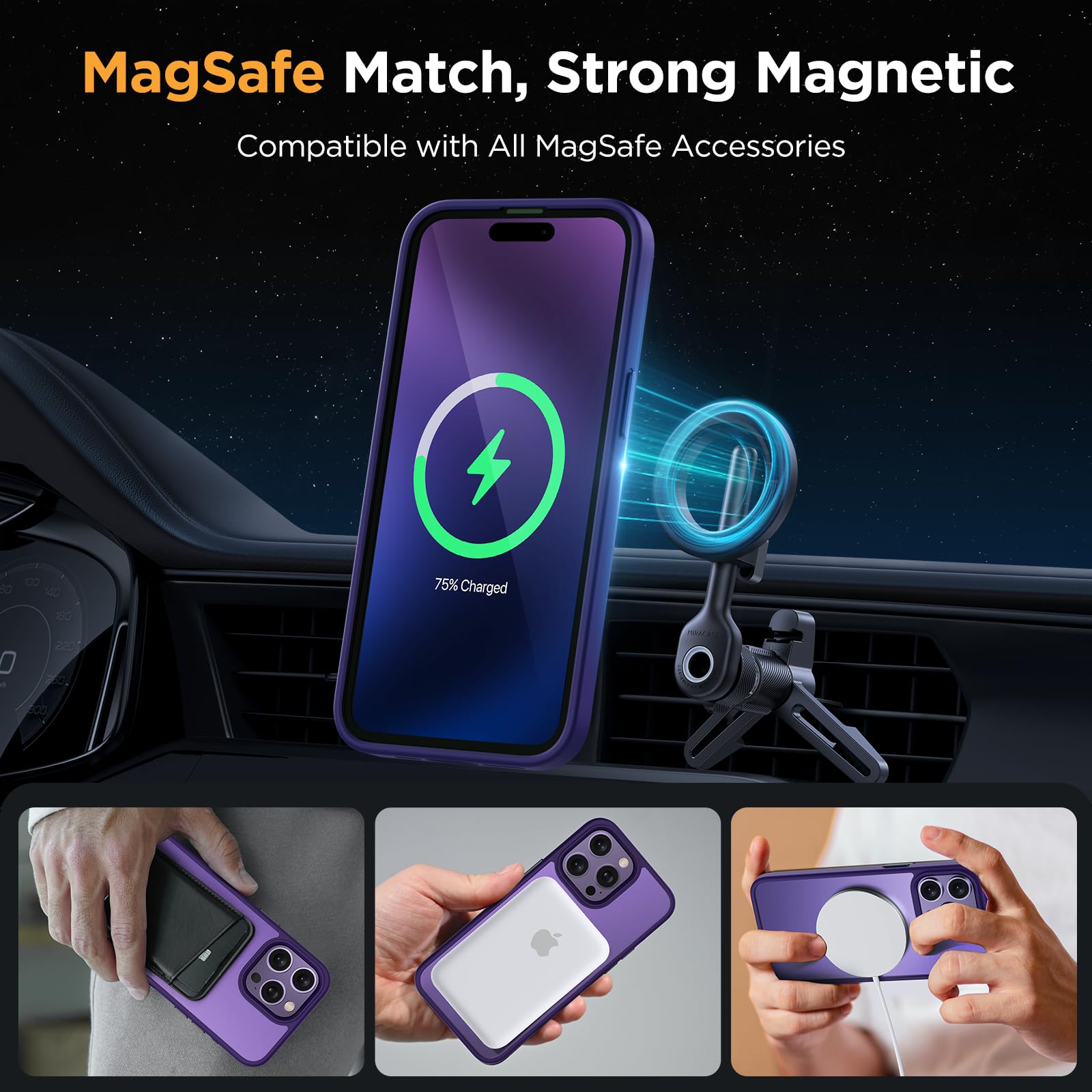 Foto 4 pulgar | Funda De Teléfono Miracase Magnetic Series Para Iphone 15 Pro De 6.1 Pulgadas - Venta Internacional.