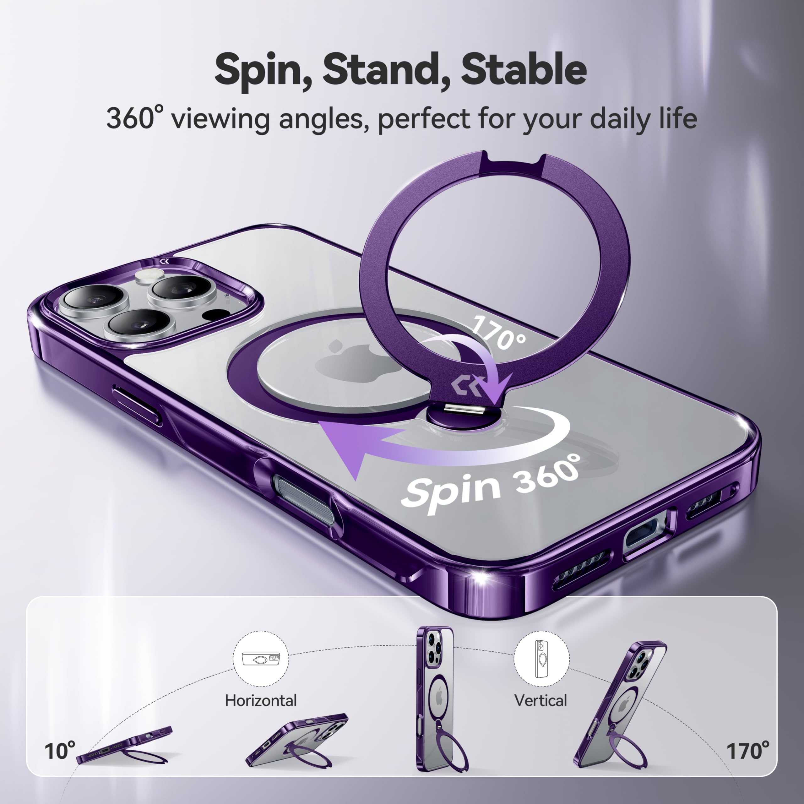 Foto 4 pulgar | Funda Casekoo Titanium Para Iphone 16 Pro Max Con Soporte - Venta Internacional.