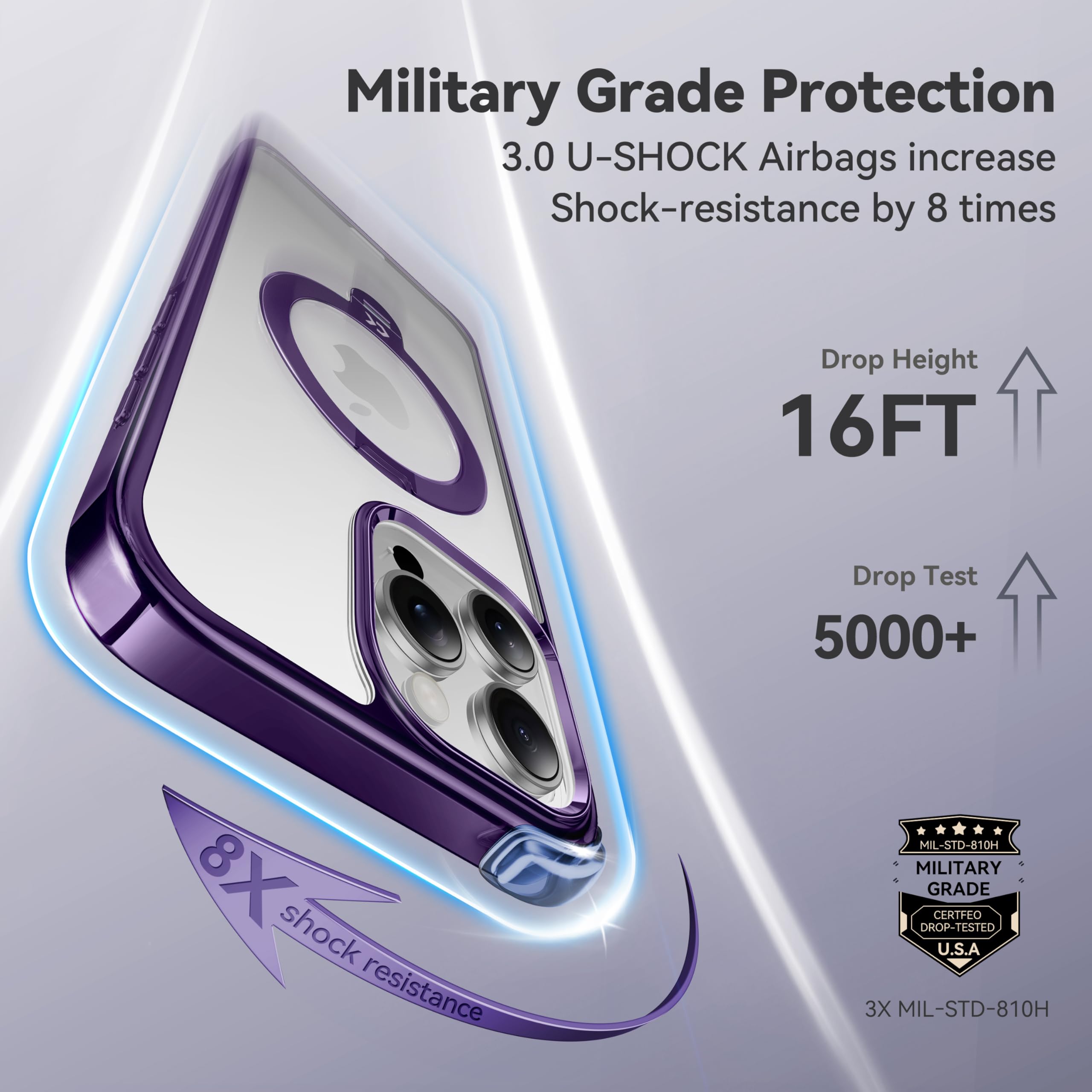 Foto 6 pulgar | Funda Casekoo Titanium Para Iphone 16 Pro Max Con Soporte - Venta Internacional.