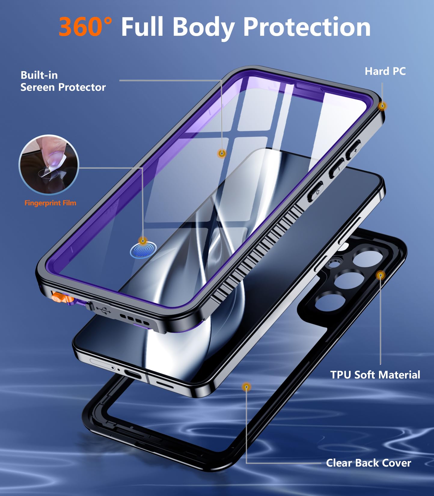 Foto 5 pulgar | Funda De Teléfono Temdan Impermeable Con Lente Para Samsung Galaxy S25 - Venta Internacional.