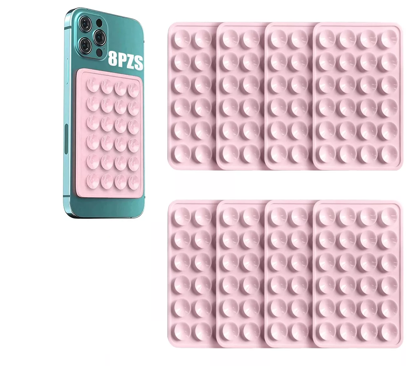 Foto 4 pulgar | Funda Ventosa De Silicona Soporte Para Celular Lab.g 8 Pzs Rosa