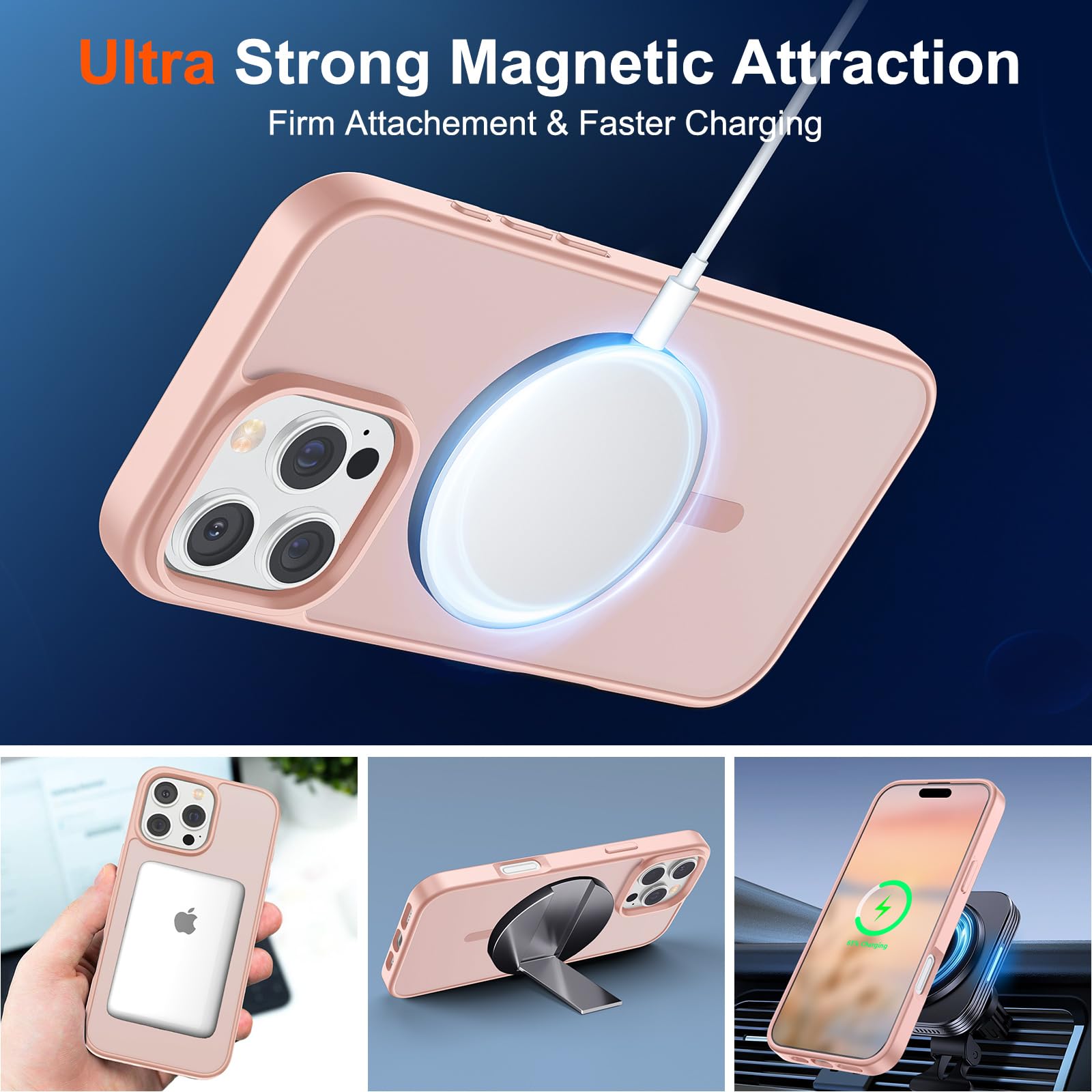 Foto 5 pulgar | Funda Magnética Supfine Para Iphone 16 Pro Max, Color Rosa - Venta Internacional.