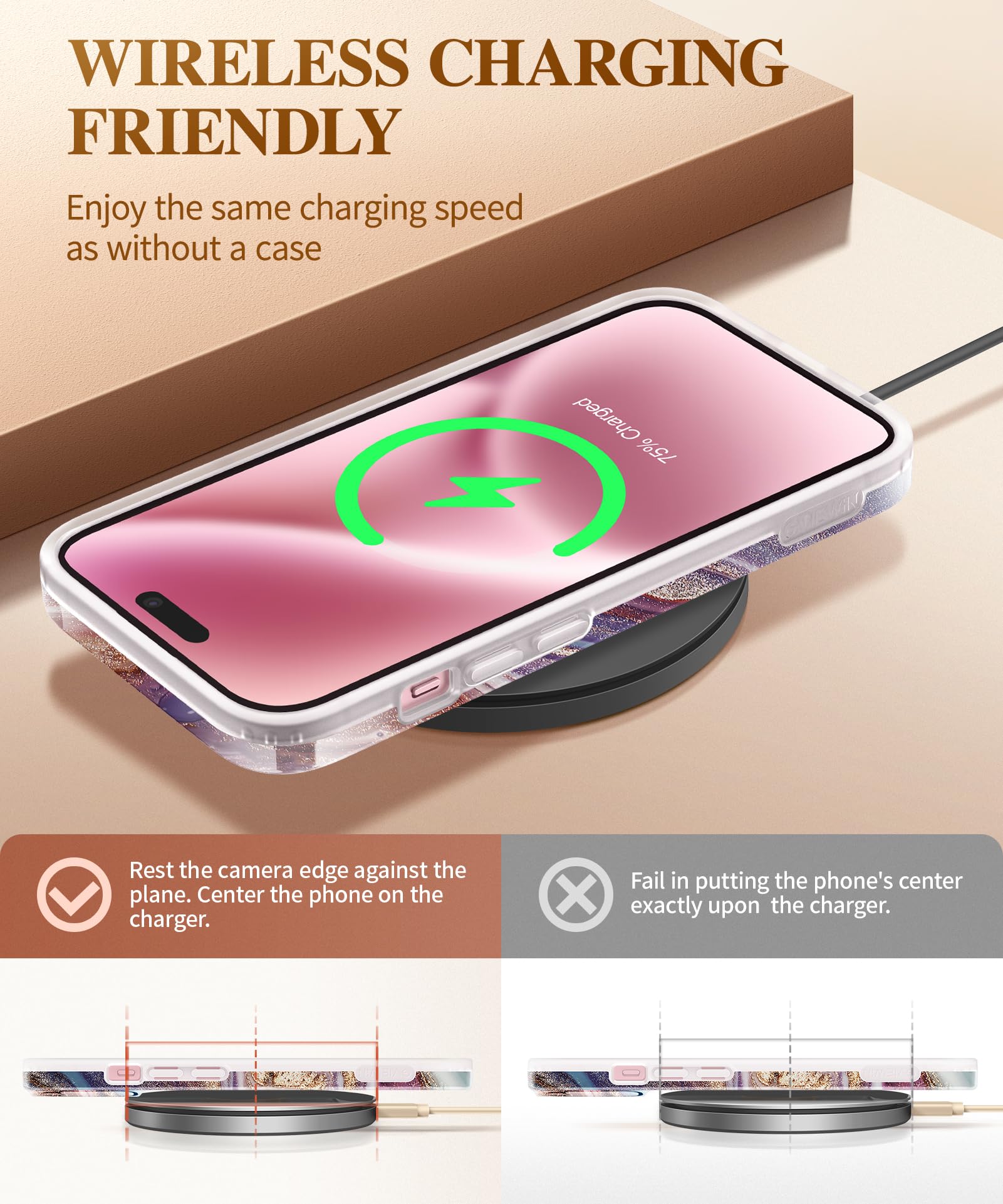 Foto 5 | Funda De Teléfono Gviewin Marble Para Iphone 15 6.1 2023 Con Protectores - Venta Internacional.