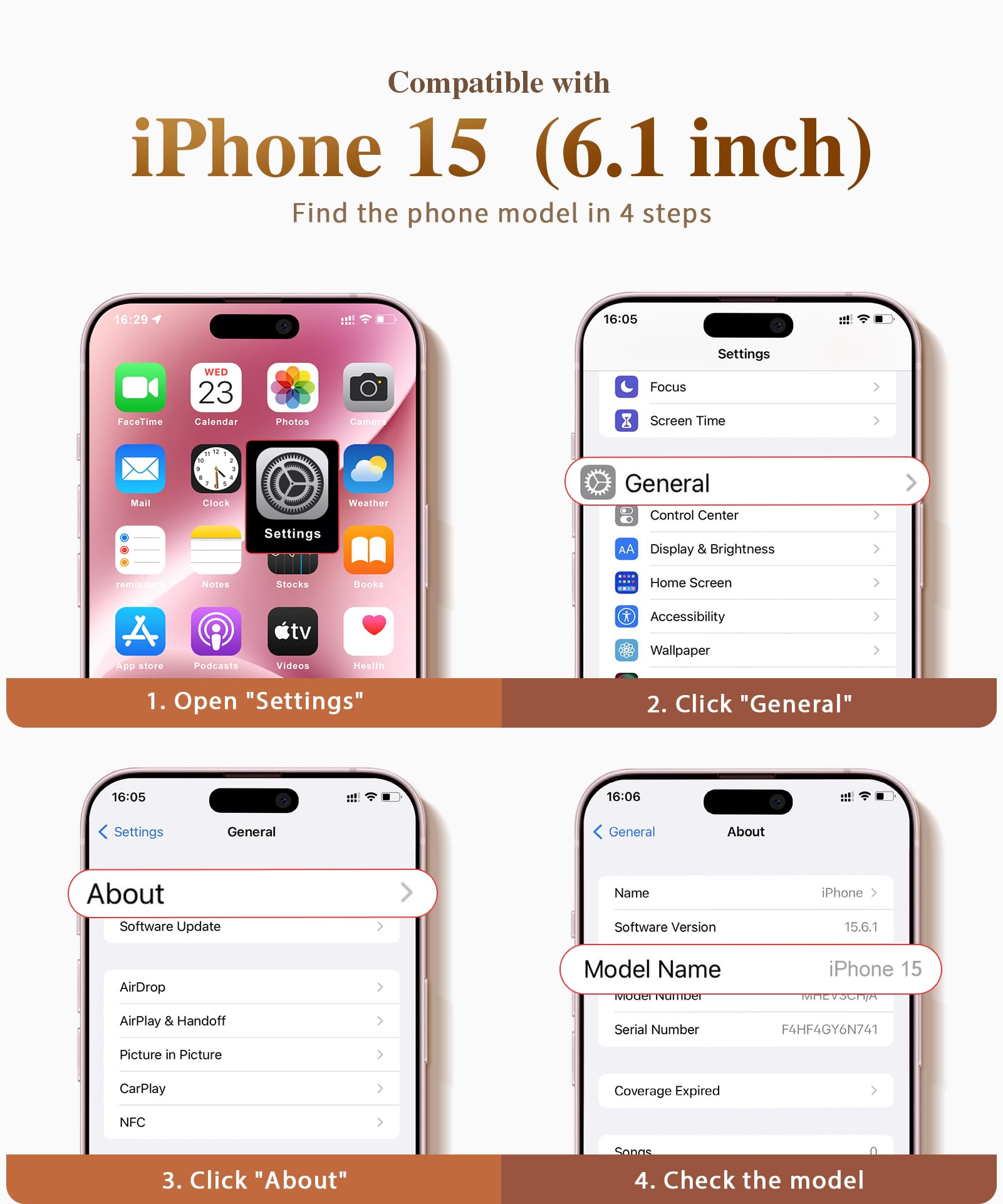 Foto 7 pulgar | Funda De Teléfono Gviewin Marble Para Iphone 15 6.1 2023 Con Protectores - Venta Internacional.