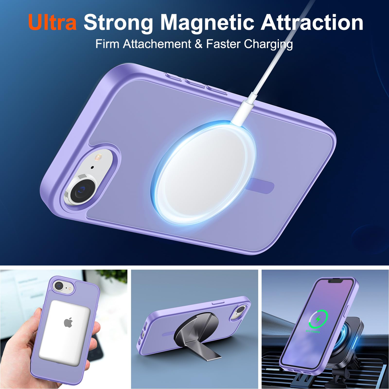 Foto 6 pulgar | Funda Magnética Supfine Para Iphone 16e 2025, Color Morado - Venta Internacional.