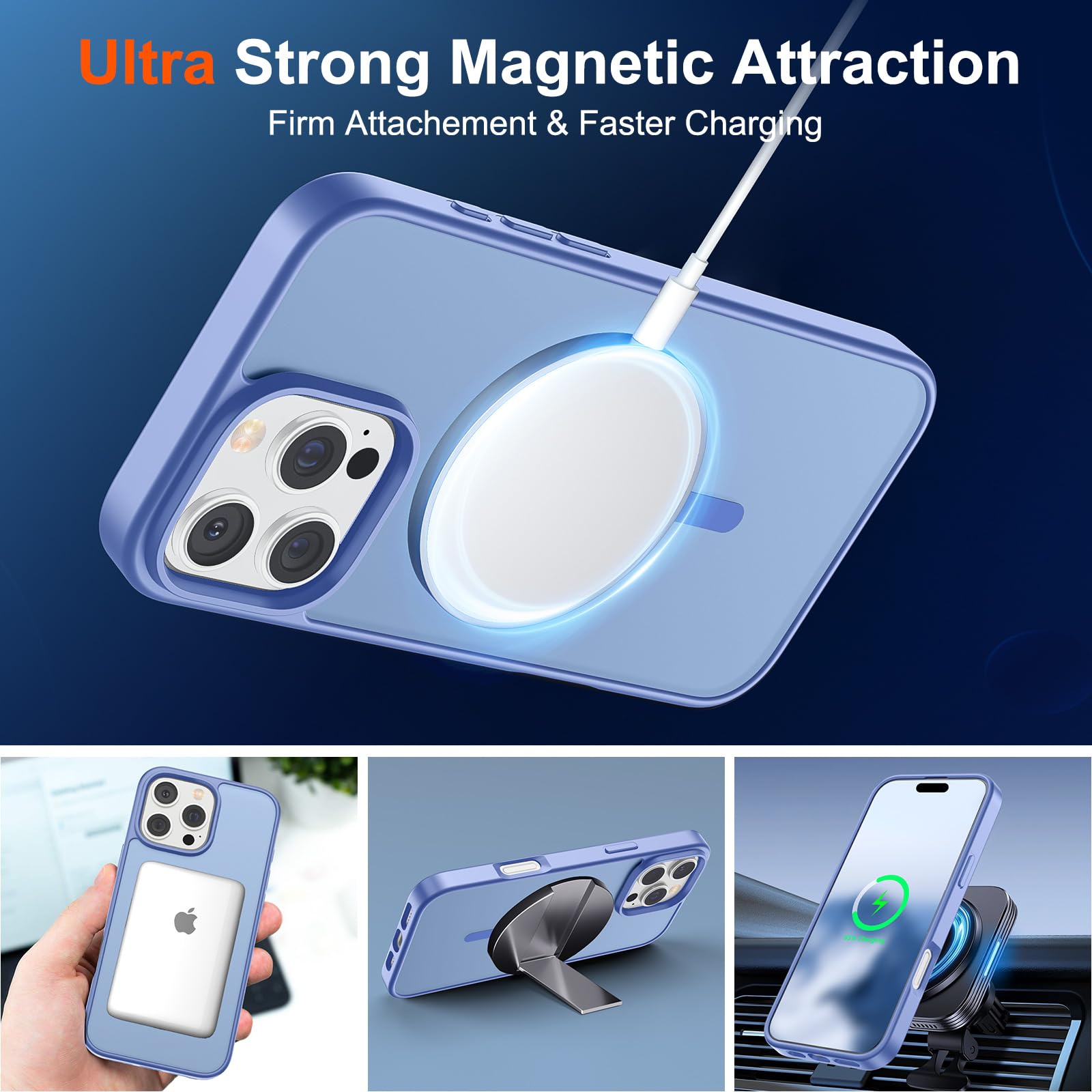 Foto 6 pulgar | Funda Magnética Supfine Para Iphone 16 Pro Max, Azul Y Morado - Venta Internacional.