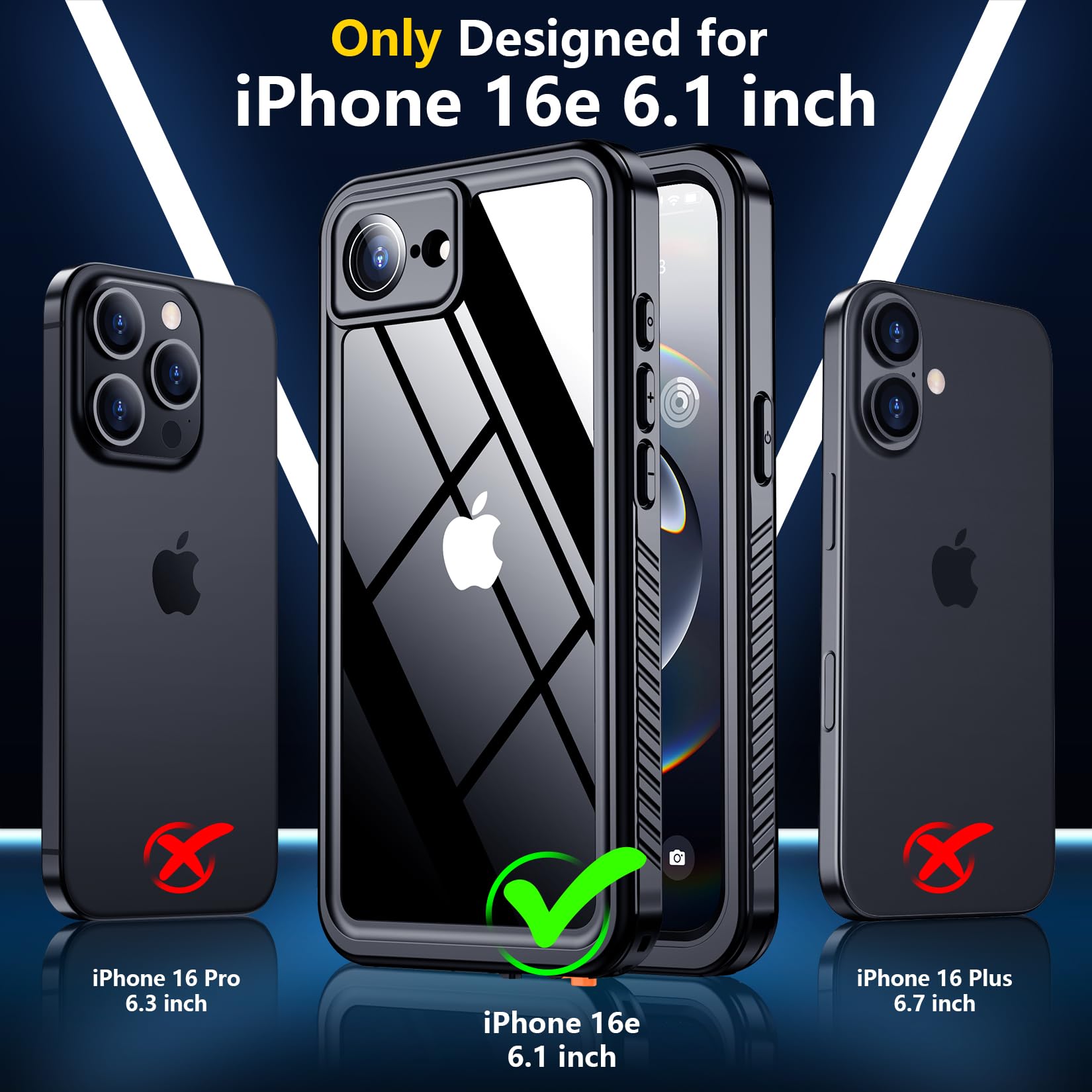 Foto 2 | Funda Spidercase Para Iphone 16e, Impermeable, Negra Y Transparente - Venta Internacional.